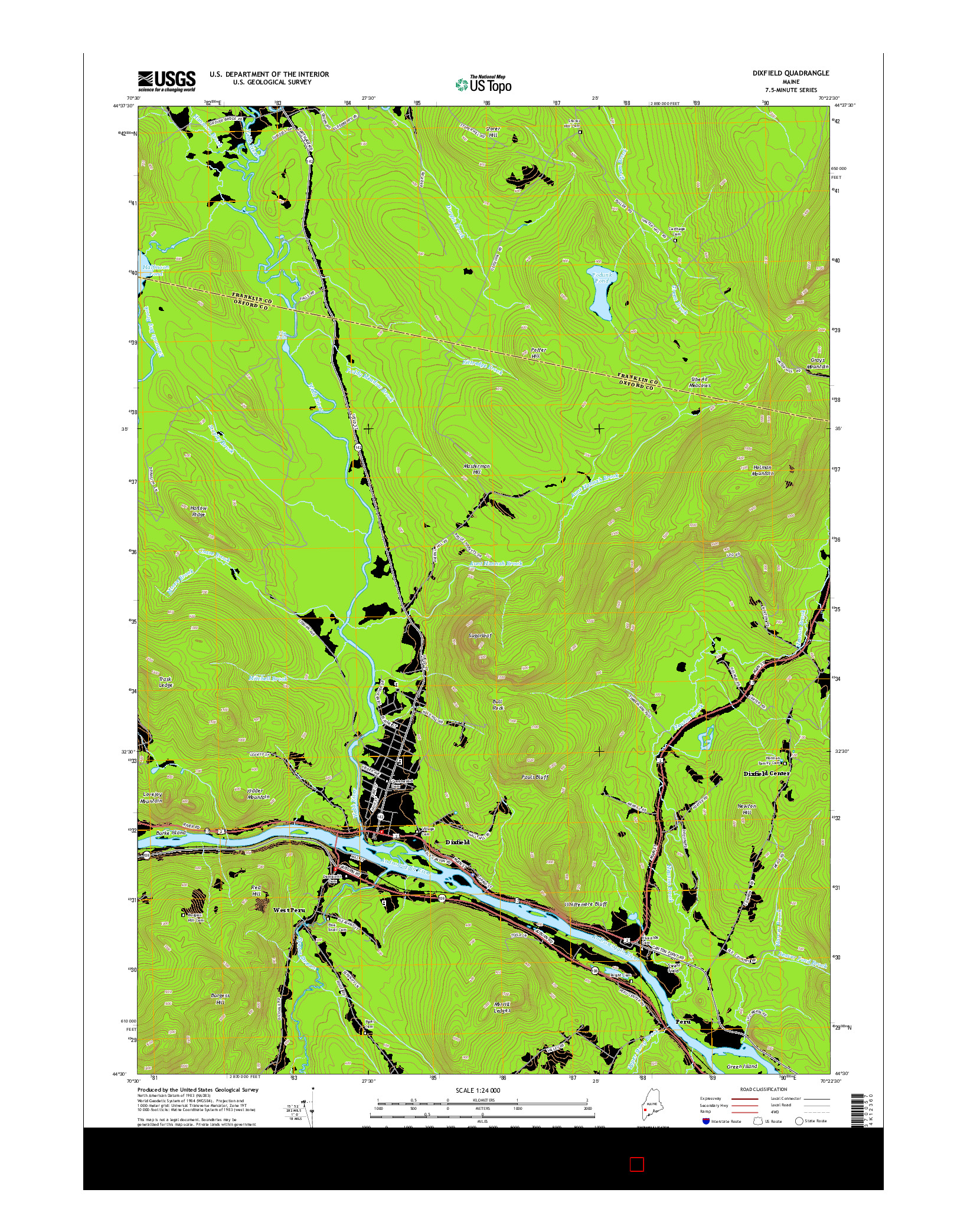 USGS US TOPO 7.5-MINUTE MAP FOR DIXFIELD, ME 2014