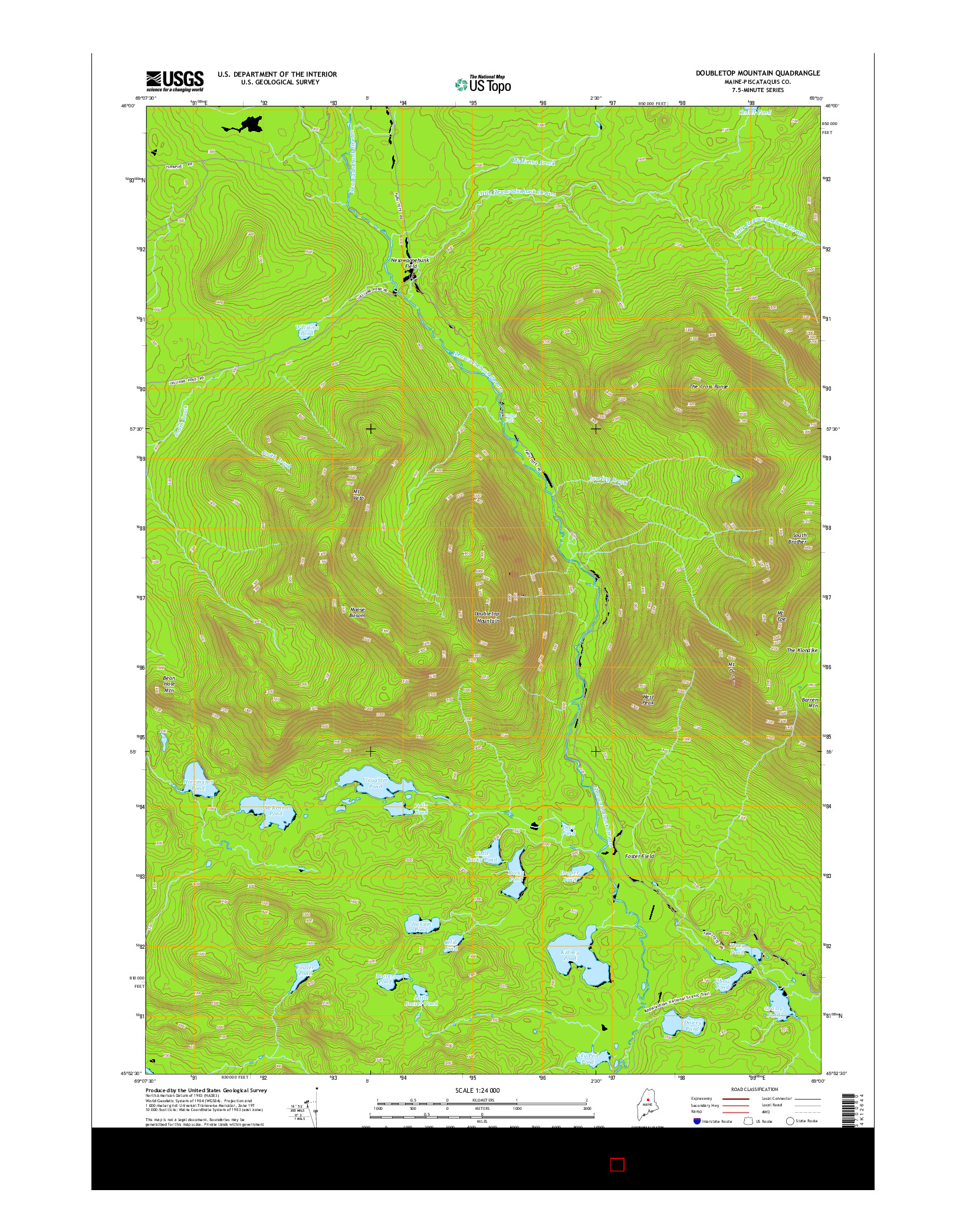USGS US TOPO 7.5-MINUTE MAP FOR DOUBLETOP MOUNTAIN, ME 2014