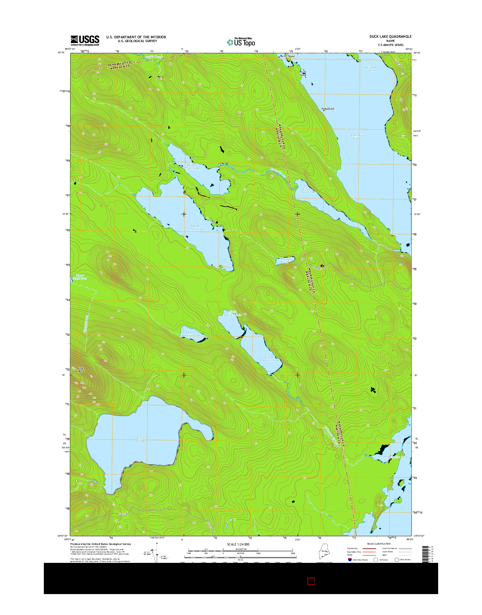 USGS US TOPO 7.5-MINUTE MAP FOR DUCK LAKE, ME 2014