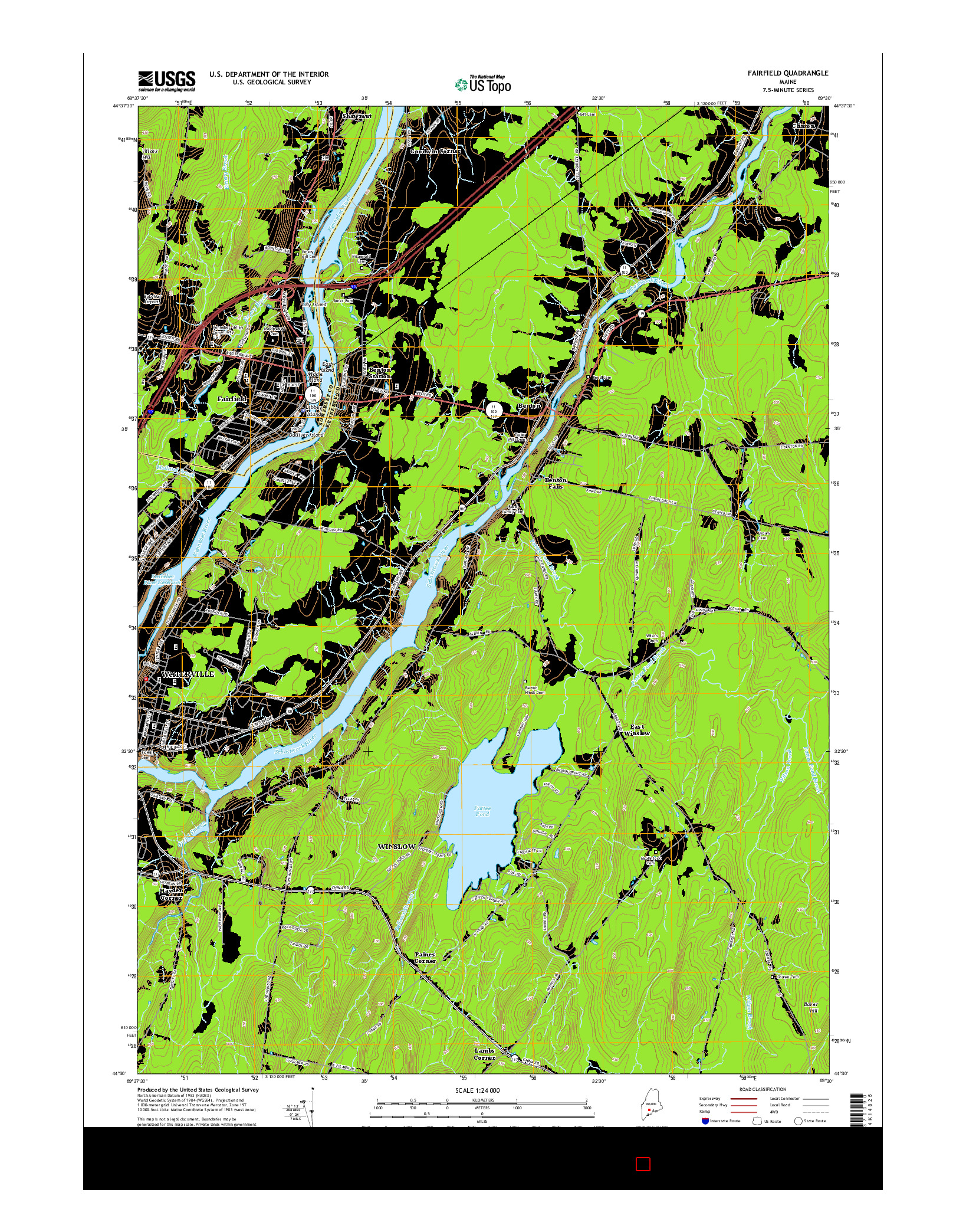 USGS US TOPO 7.5-MINUTE MAP FOR FAIRFIELD, ME 2014