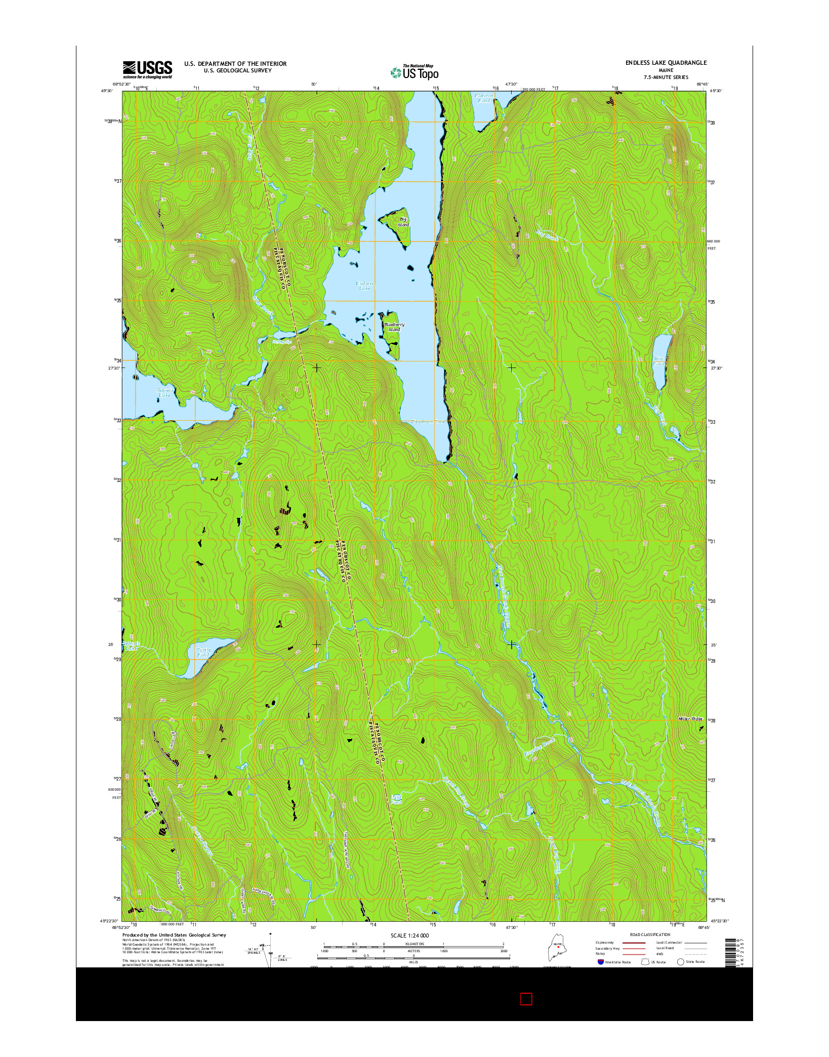 USGS US TOPO 7.5-MINUTE MAP FOR ENDLESS LAKE, ME 2014