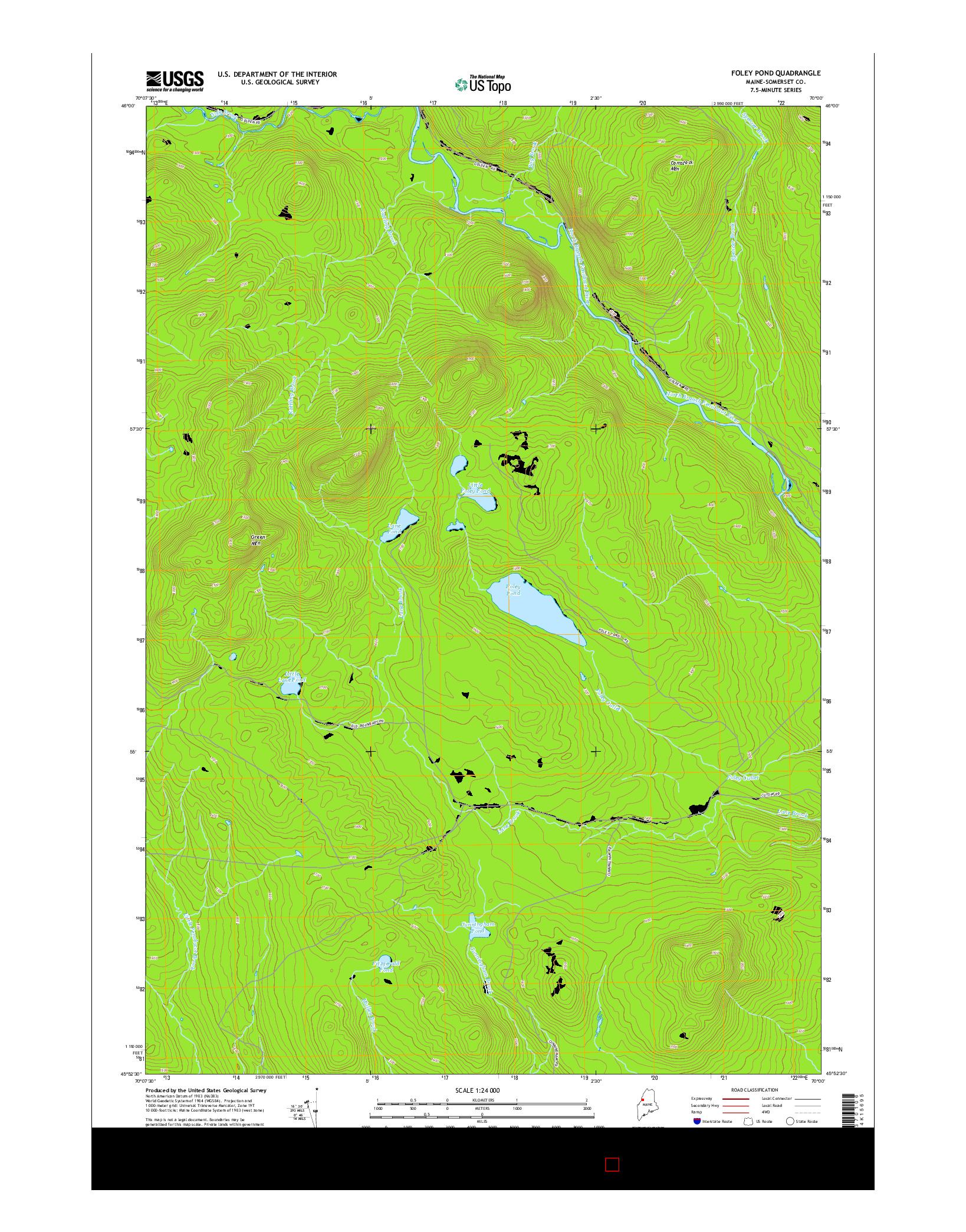 USGS US TOPO 7.5-MINUTE MAP FOR FOLEY POND, ME 2014