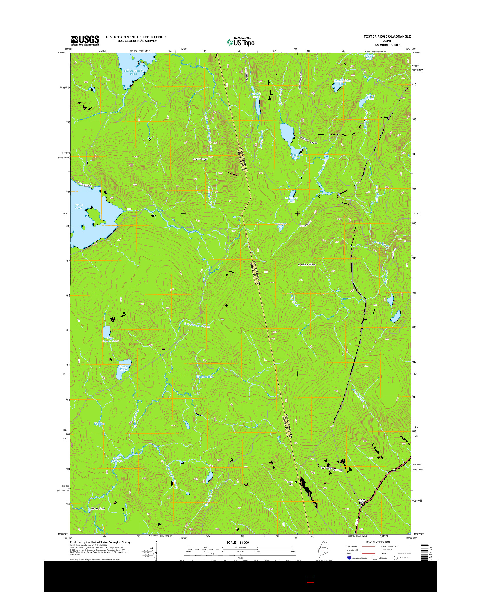 USGS US TOPO 7.5-MINUTE MAP FOR FOSTER RIDGE, ME 2014