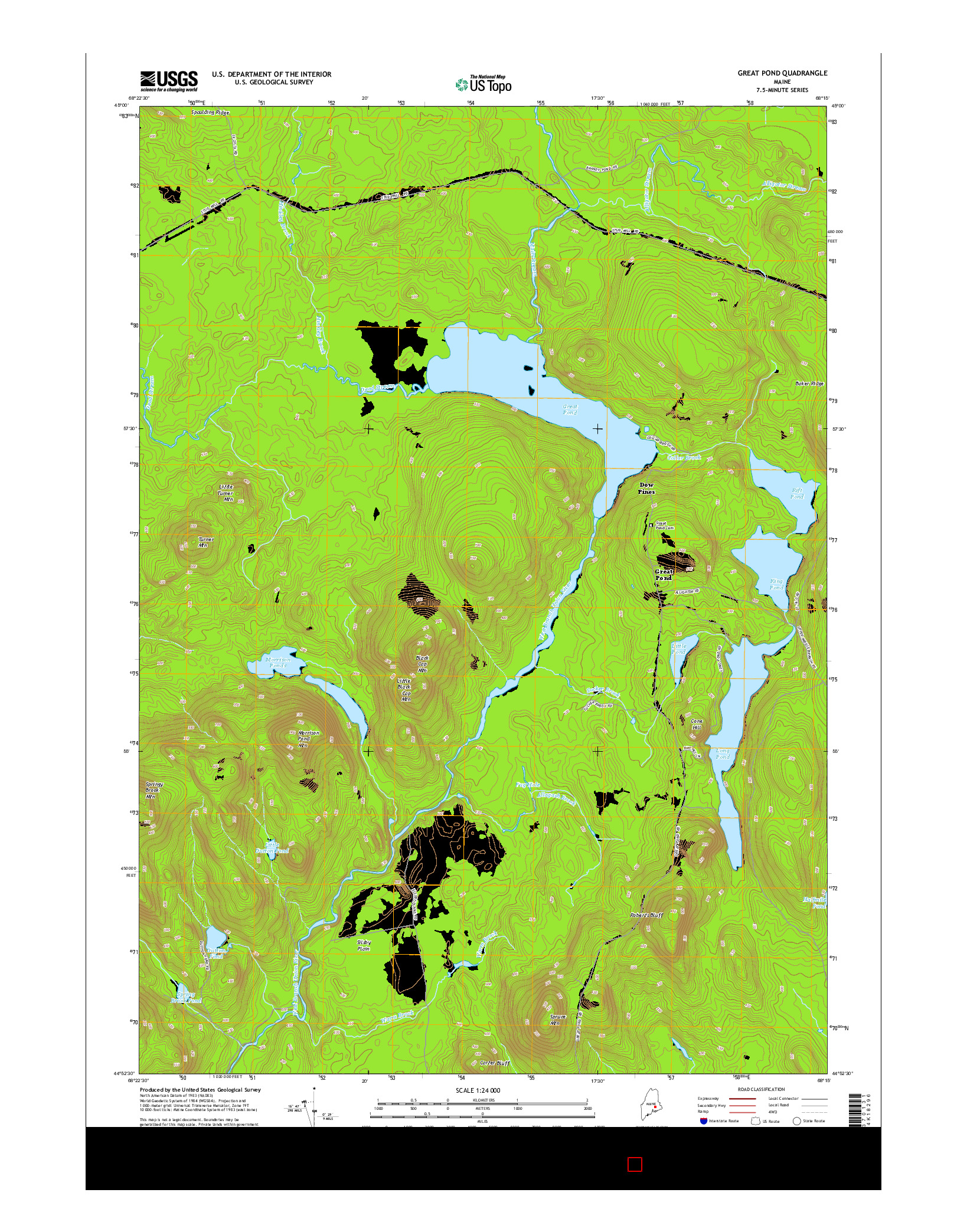 USGS US TOPO 7.5-MINUTE MAP FOR GREAT POND, ME 2014
