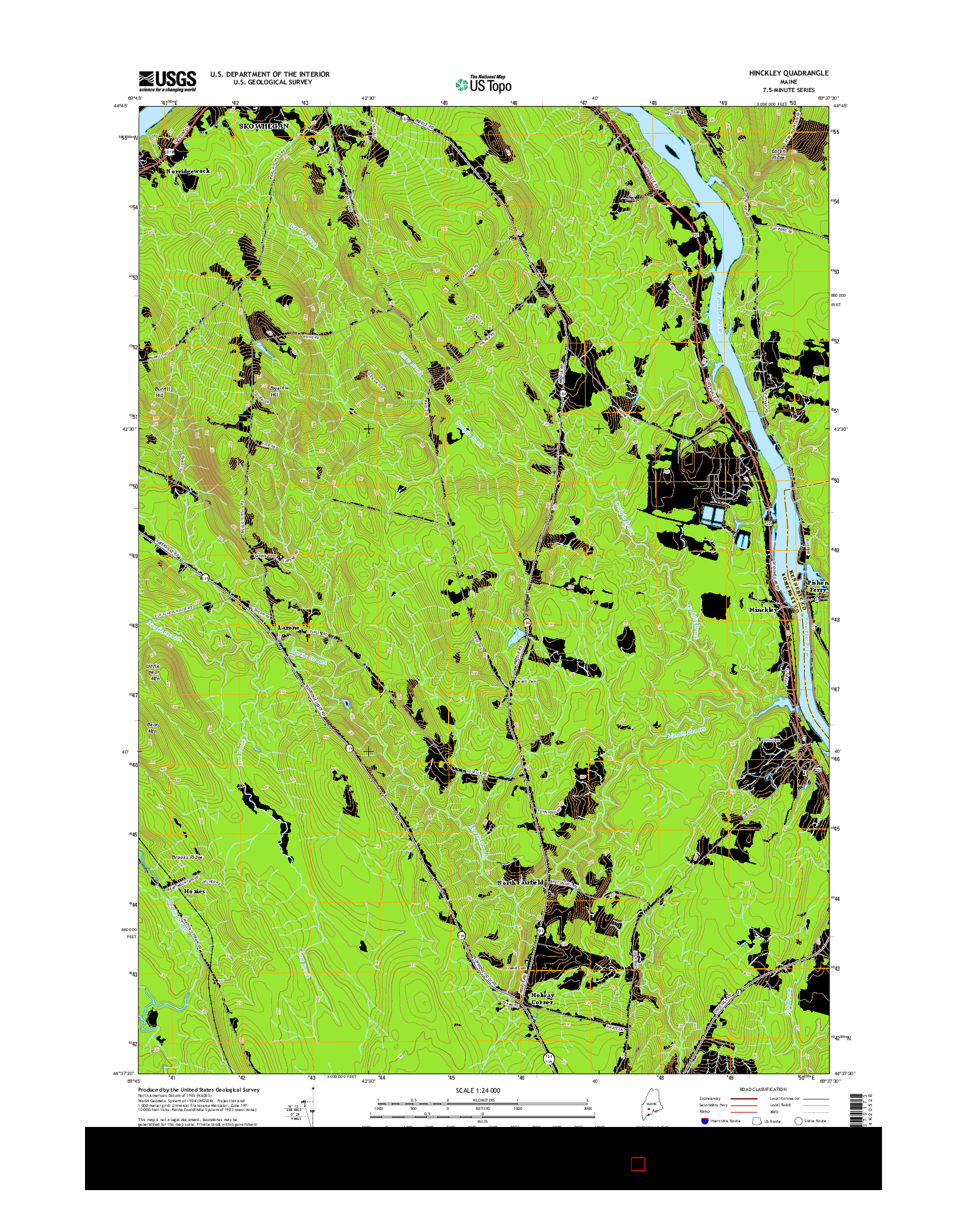 USGS US TOPO 7.5-MINUTE MAP FOR HINCKLEY, ME 2014