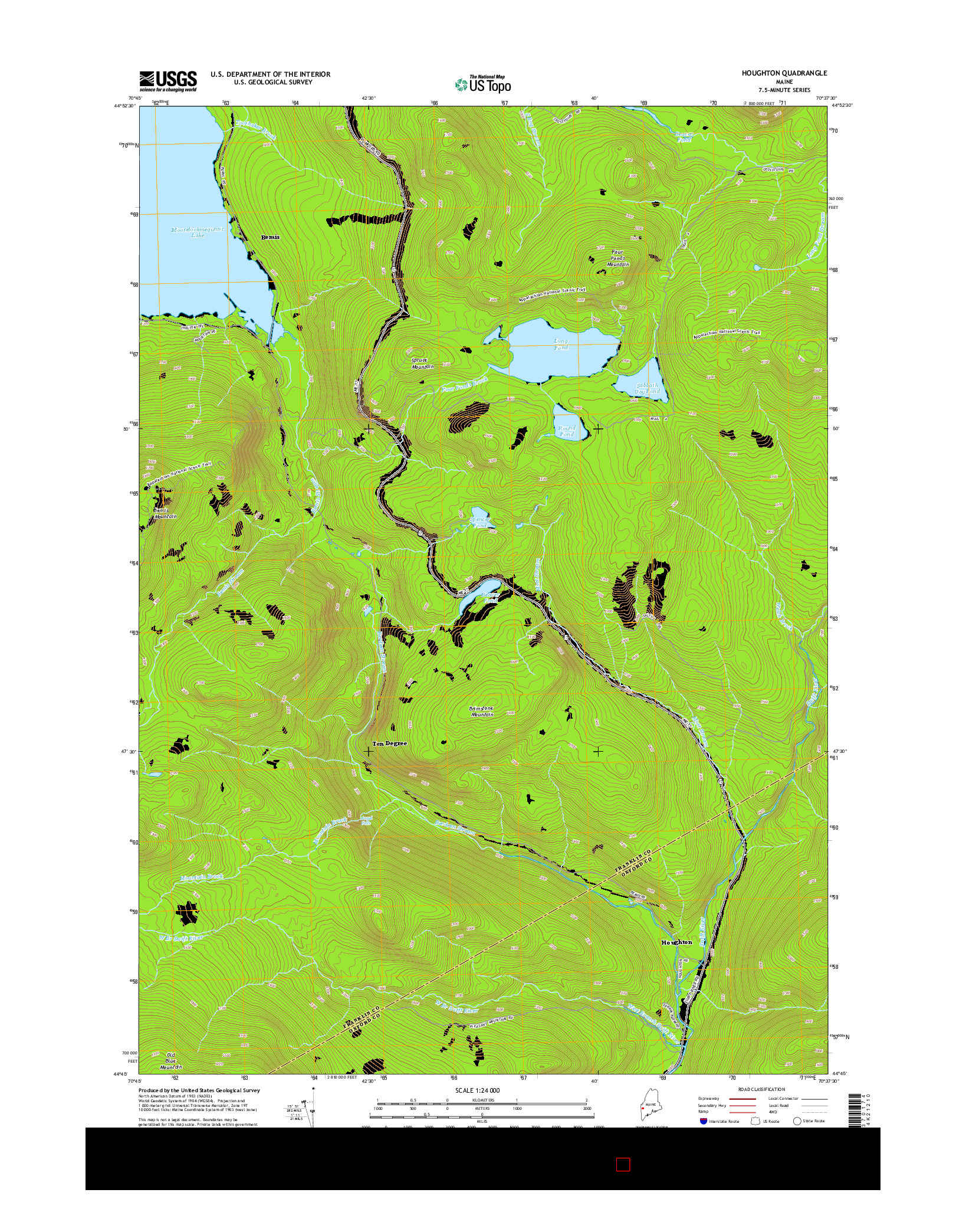 USGS US TOPO 7.5-MINUTE MAP FOR HOUGHTON, ME 2014