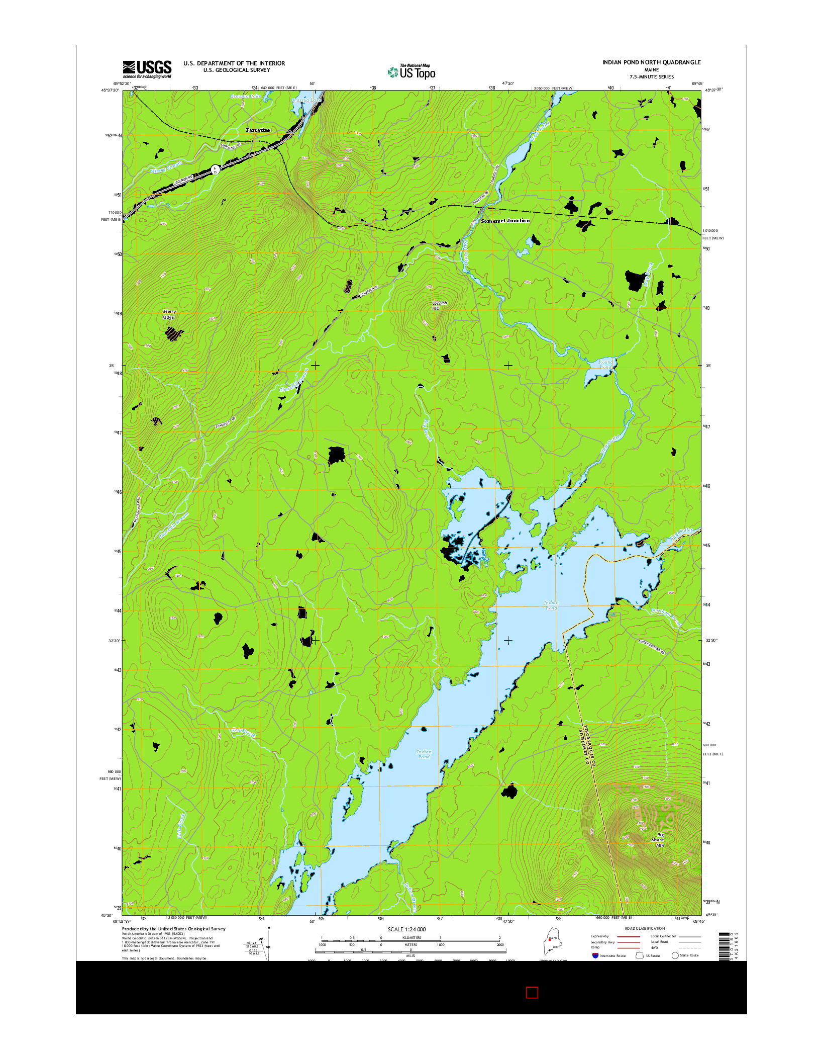 USGS US TOPO 7.5-MINUTE MAP FOR INDIAN POND NORTH, ME 2014