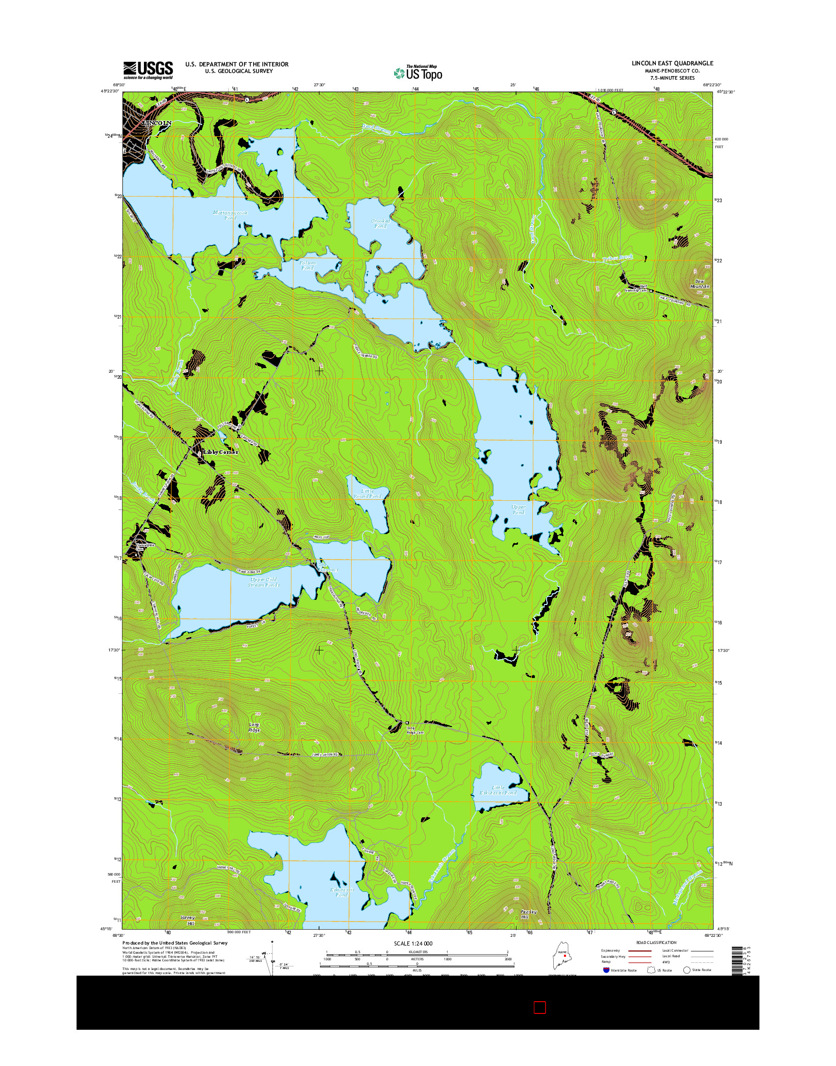 USGS US TOPO 7.5-MINUTE MAP FOR LINCOLN EAST, ME 2014