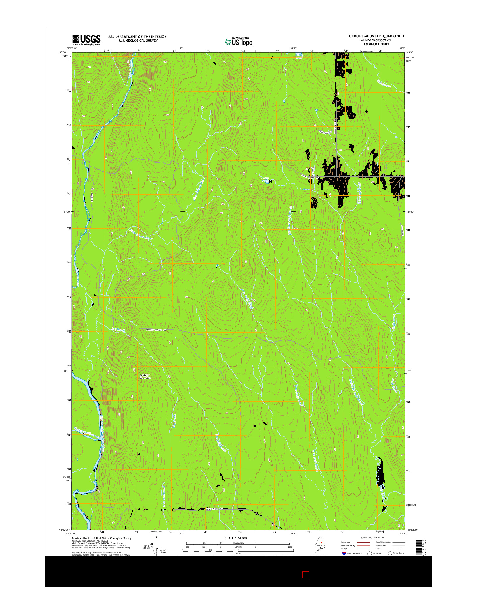USGS US TOPO 7.5-MINUTE MAP FOR LOOKOUT MOUNTAIN, ME 2014