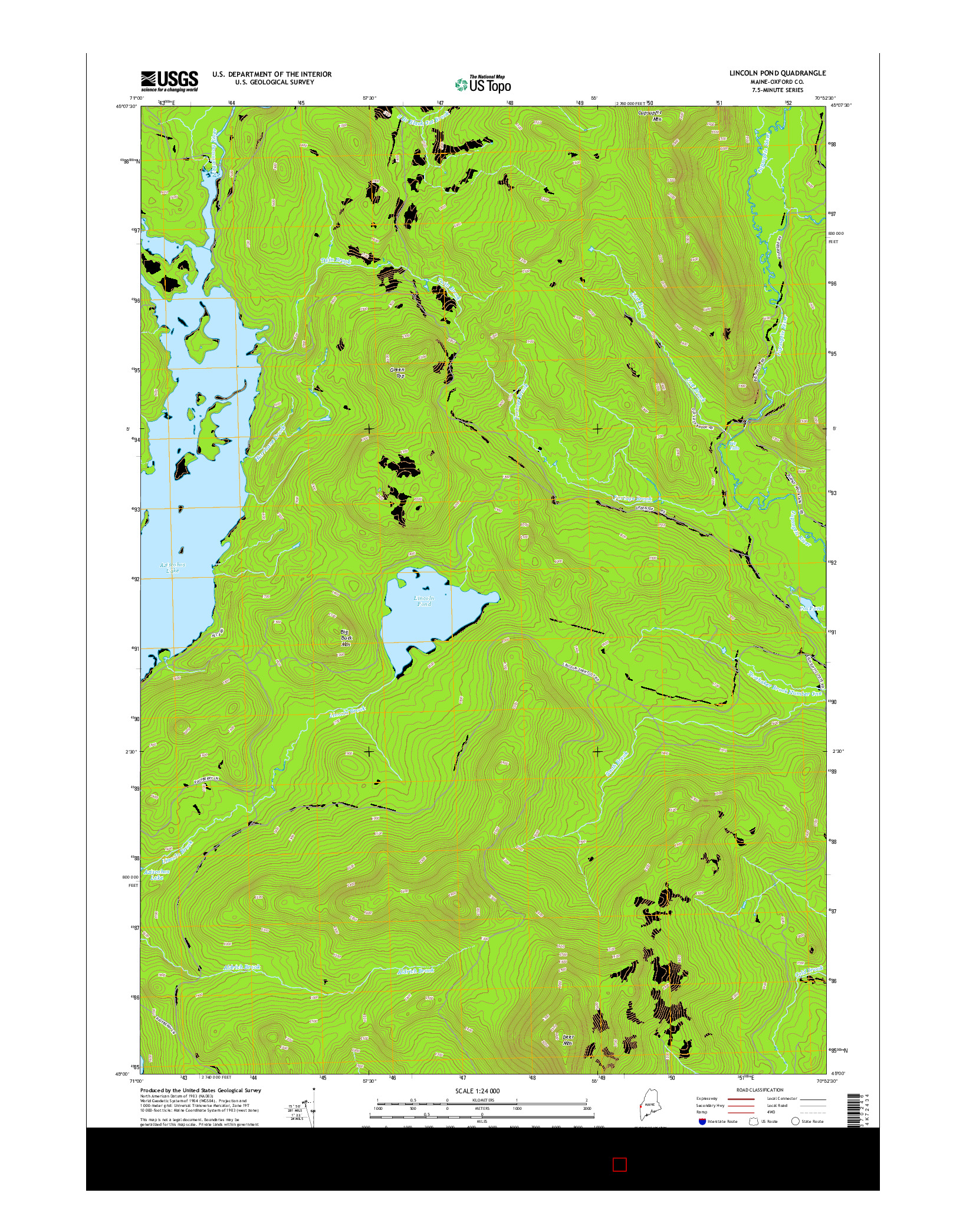 USGS US TOPO 7.5-MINUTE MAP FOR LINCOLN POND, ME 2014
