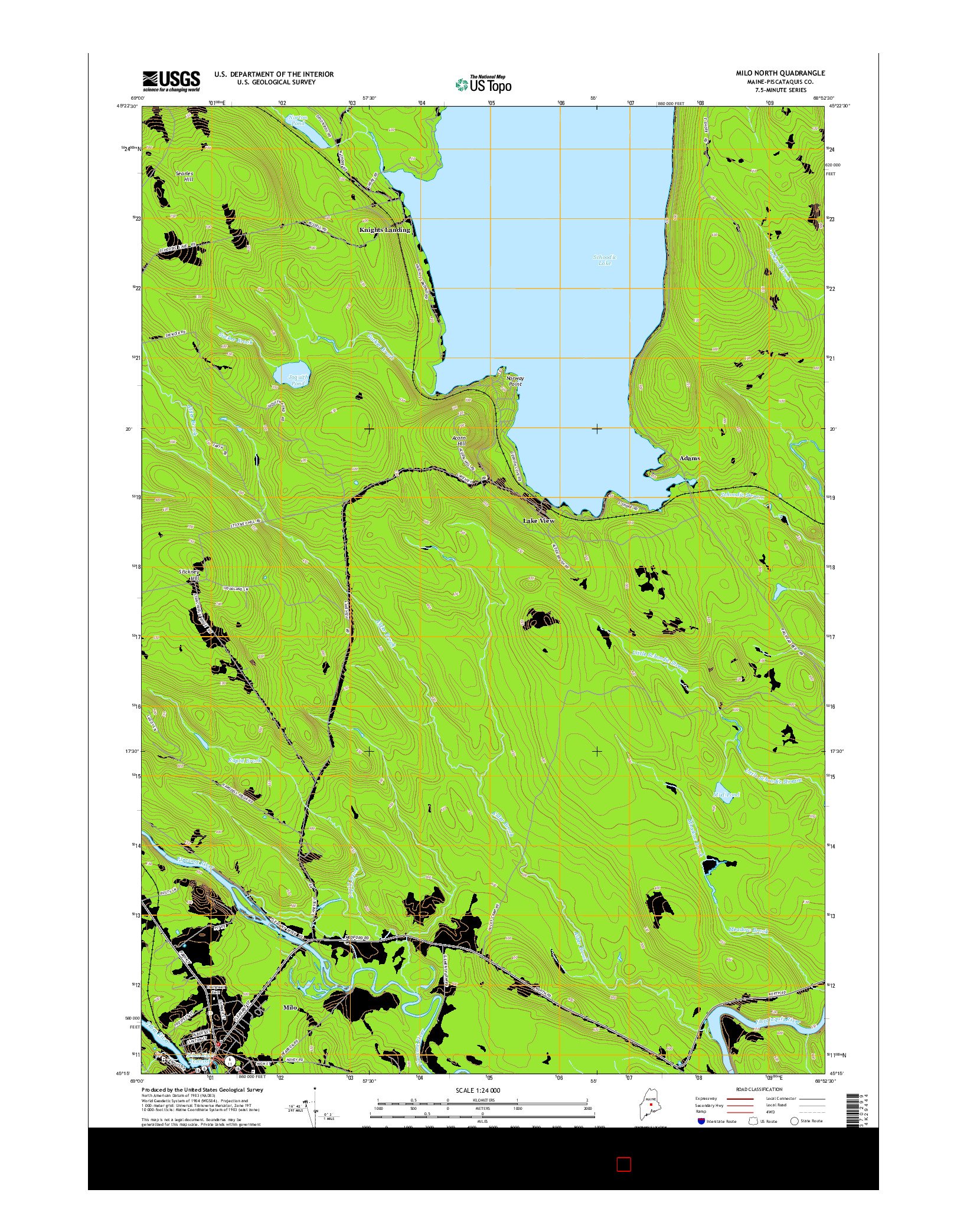 USGS US TOPO 7.5-MINUTE MAP FOR MILO NORTH, ME 2014