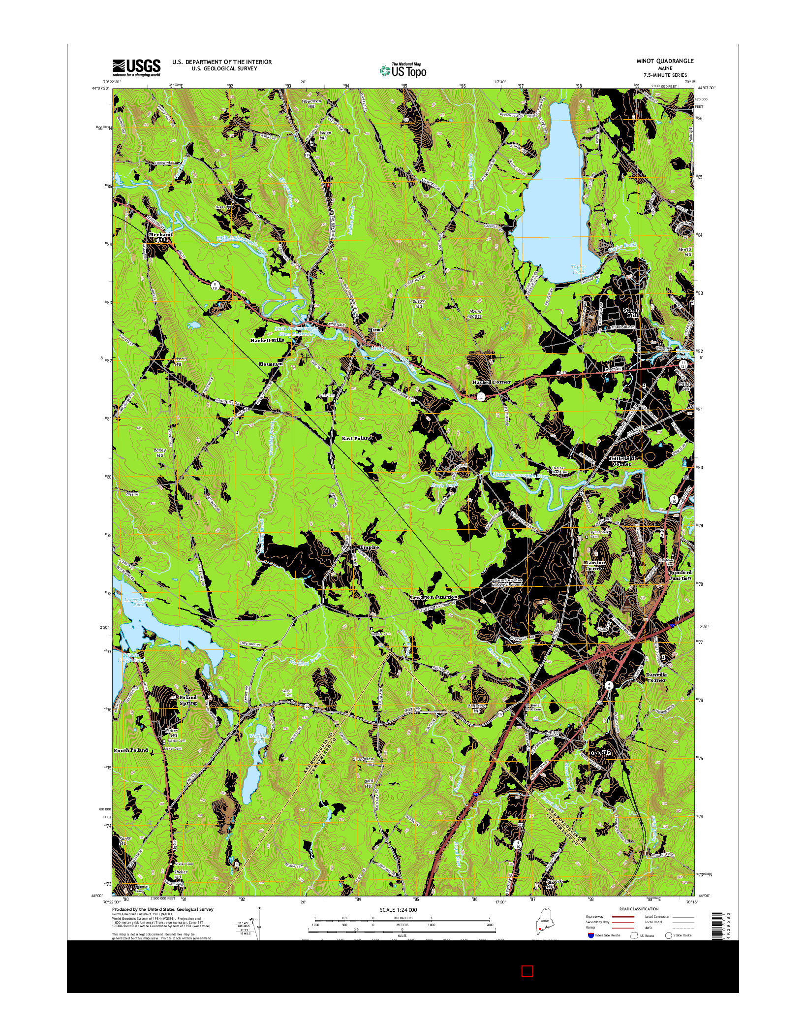 USGS US TOPO 7.5-MINUTE MAP FOR MINOT, ME 2014
