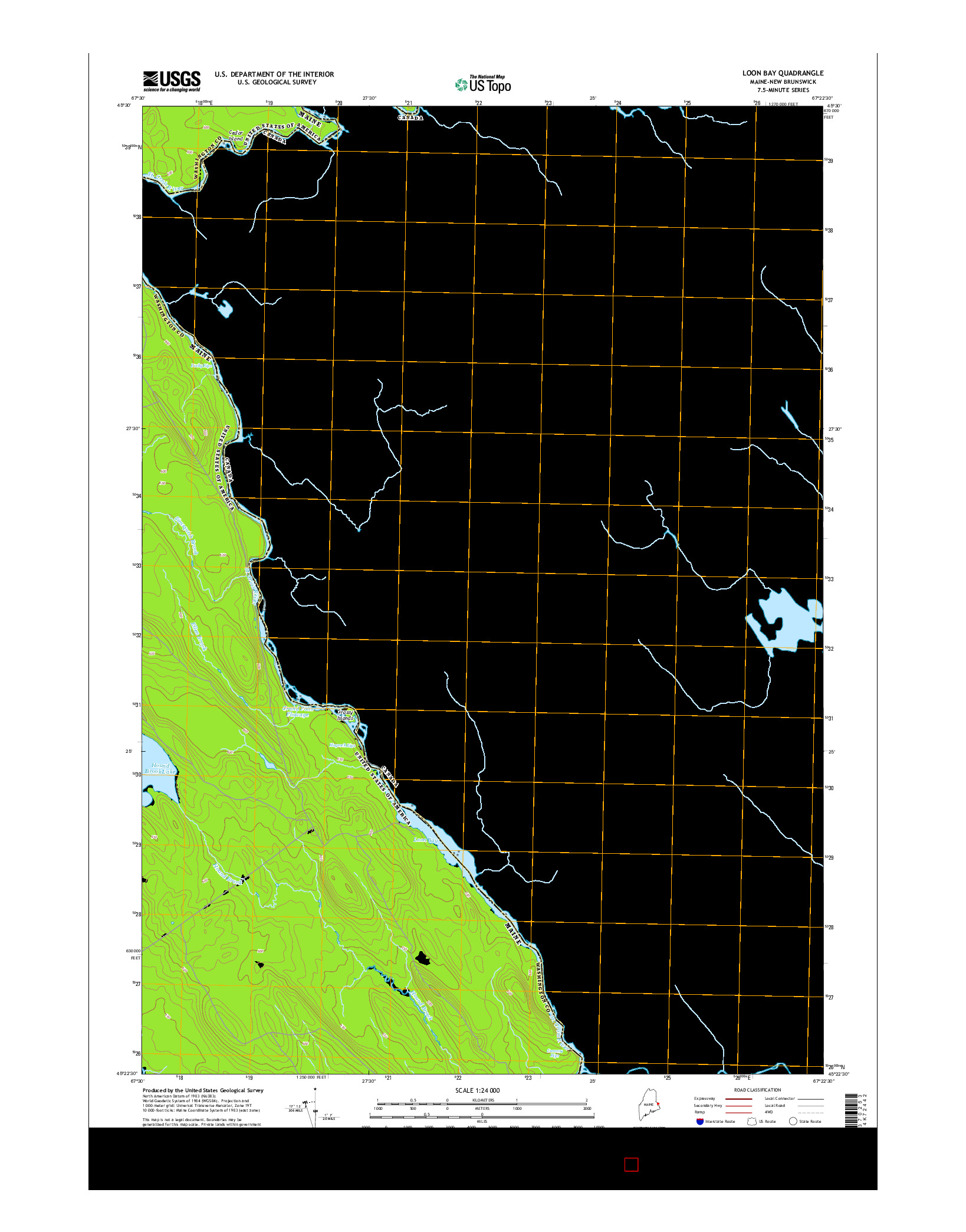 USGS US TOPO 7.5-MINUTE MAP FOR LOON BAY, ME-NB 2014