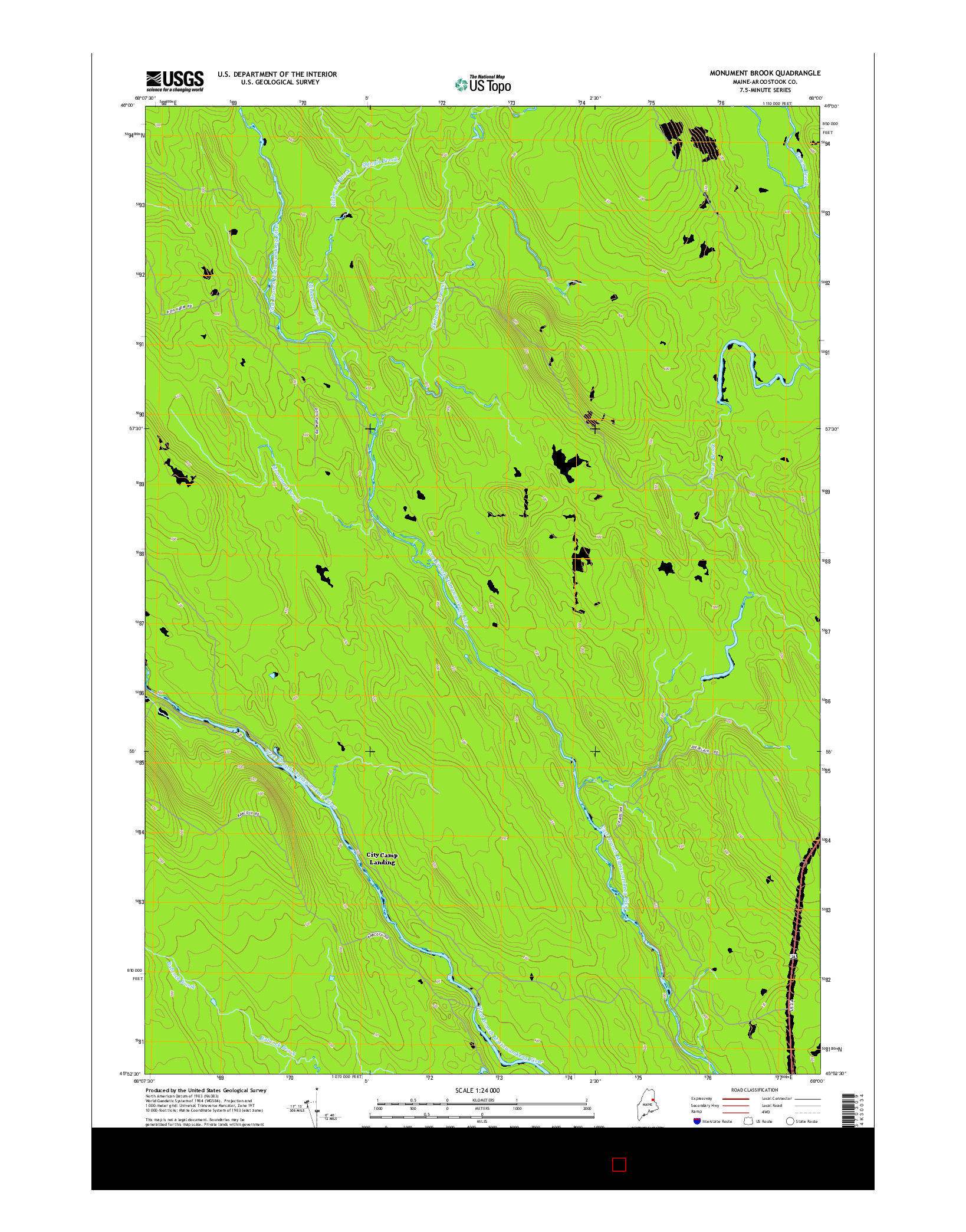 USGS US TOPO 7.5-MINUTE MAP FOR MONUMENT BROOK, ME 2014