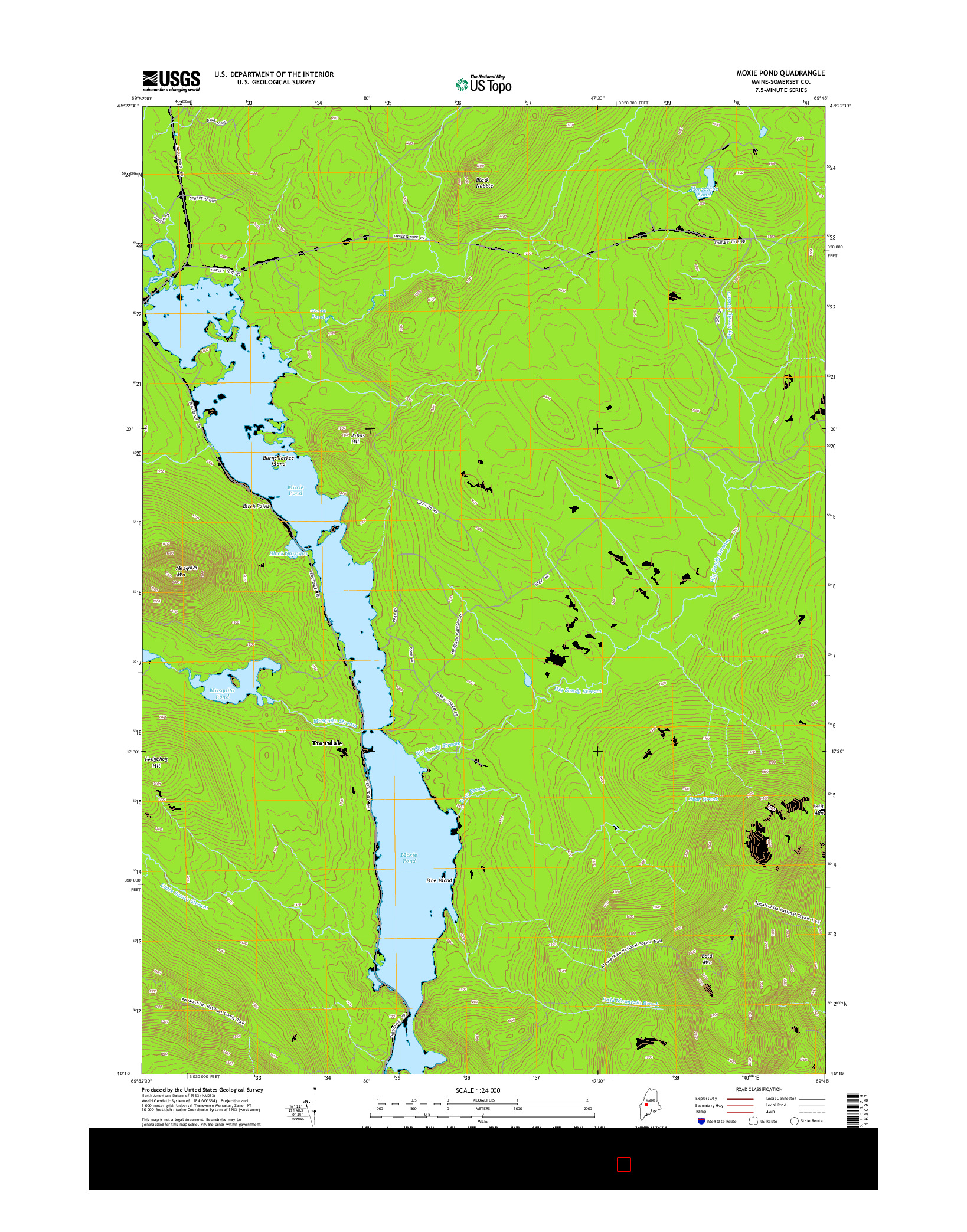 USGS US TOPO 7.5-MINUTE MAP FOR MOXIE POND, ME 2014