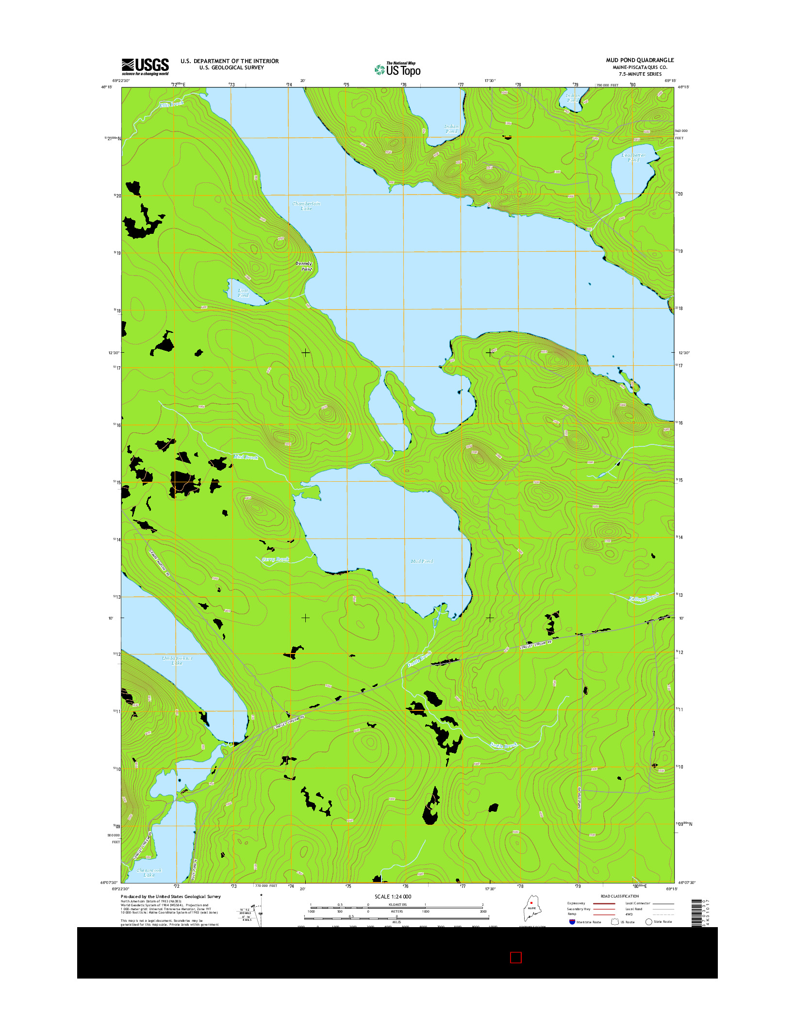 USGS US TOPO 7.5-MINUTE MAP FOR MUD POND, ME 2014