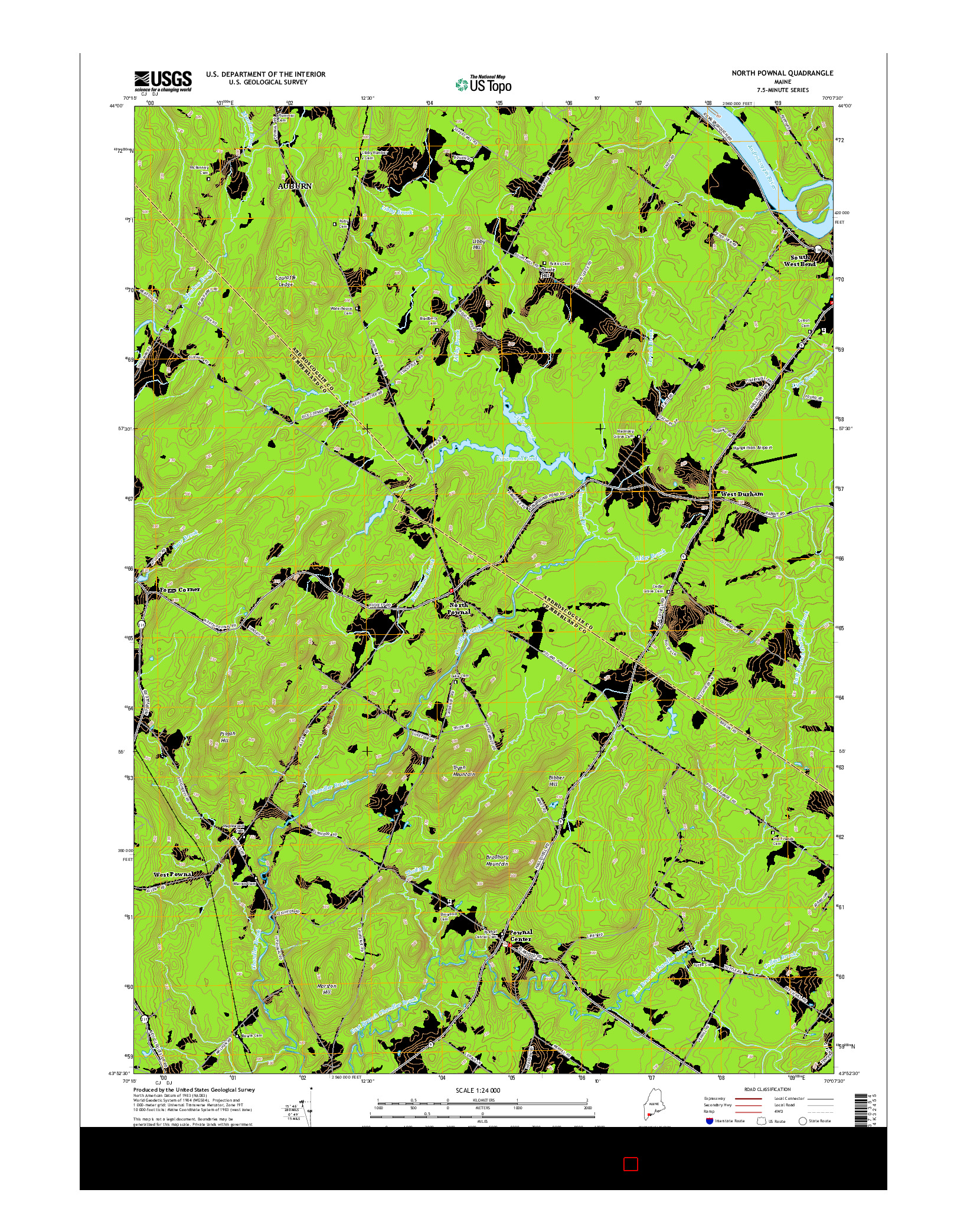 USGS US TOPO 7.5-MINUTE MAP FOR NORTH POWNAL, ME 2014