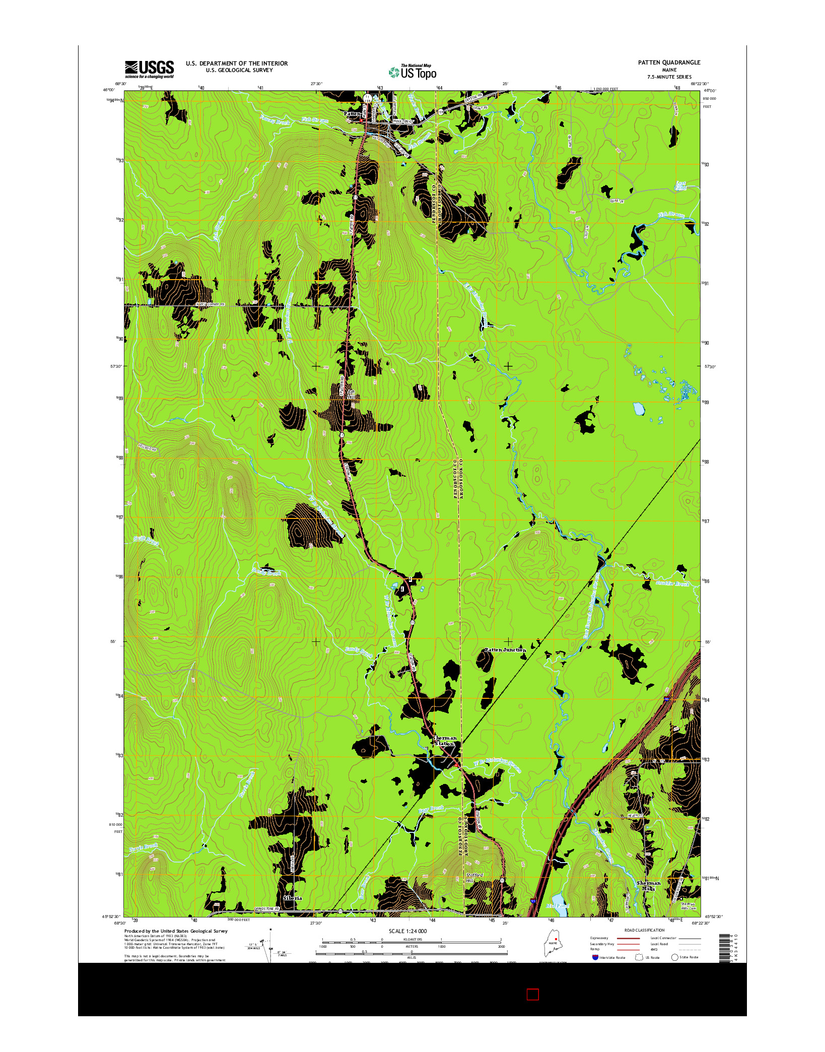 USGS US TOPO 7.5-MINUTE MAP FOR PATTEN, ME 2014