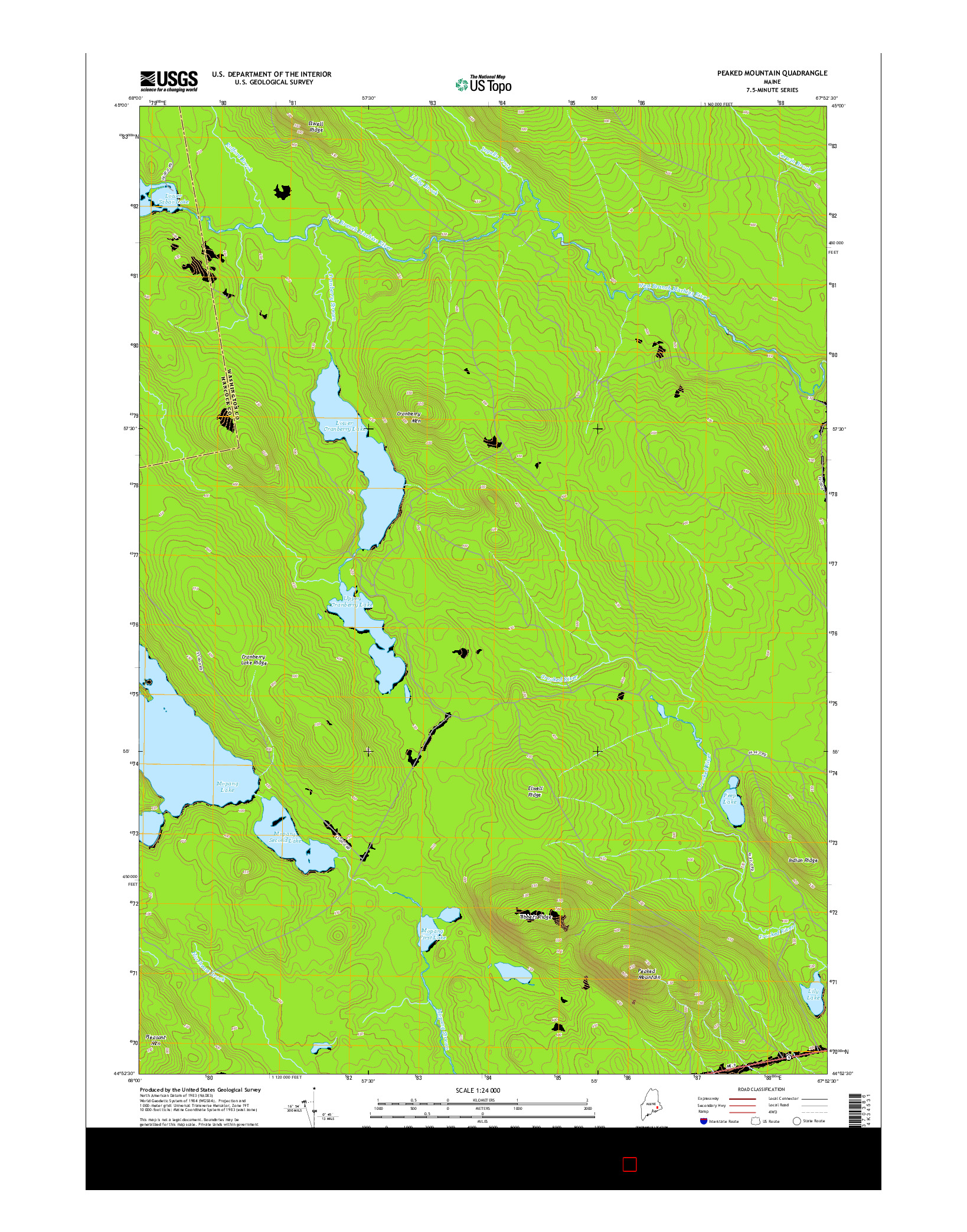 USGS US TOPO 7.5-MINUTE MAP FOR PEAKED MOUNTAIN, ME 2014