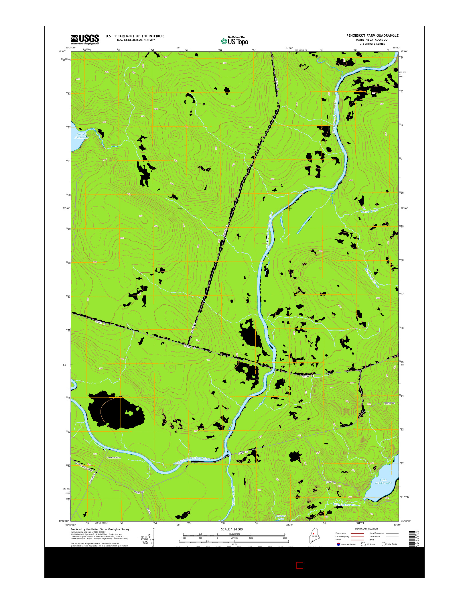 USGS US TOPO 7.5-MINUTE MAP FOR PENOBSCOT FARM, ME 2014