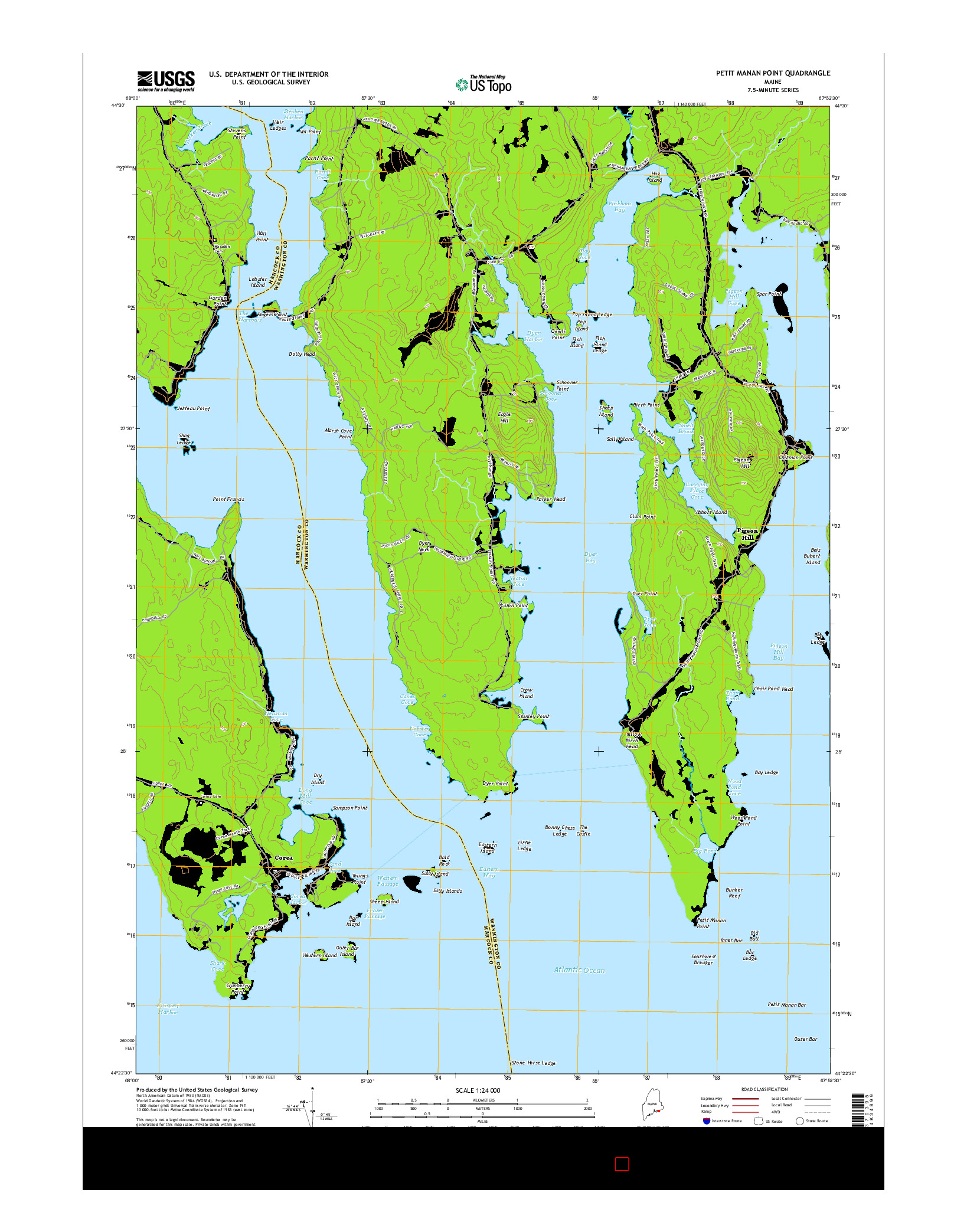 USGS US TOPO 7.5-MINUTE MAP FOR PETIT MANAN POINT, ME 2014