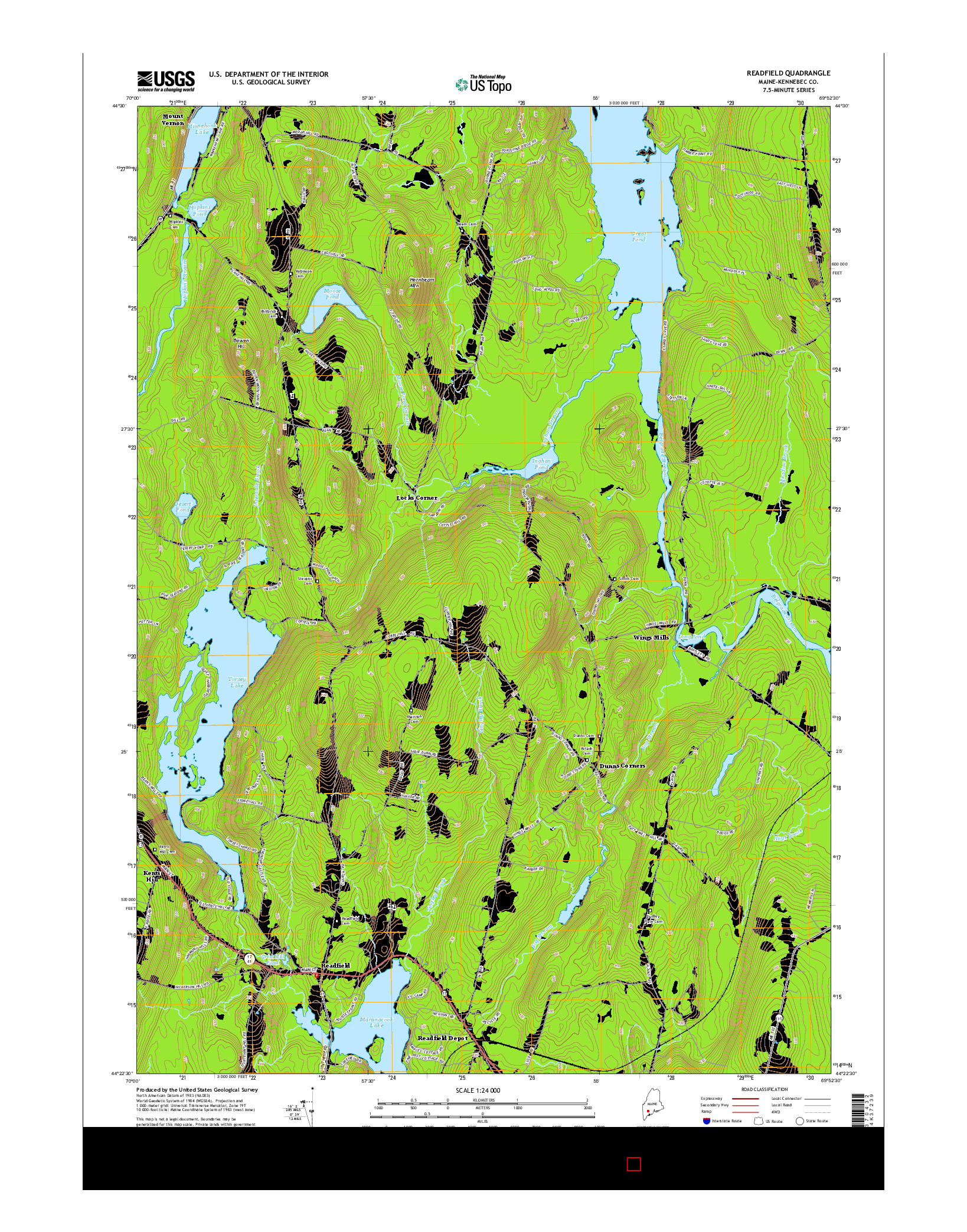 USGS US TOPO 7.5-MINUTE MAP FOR READFIELD, ME 2014