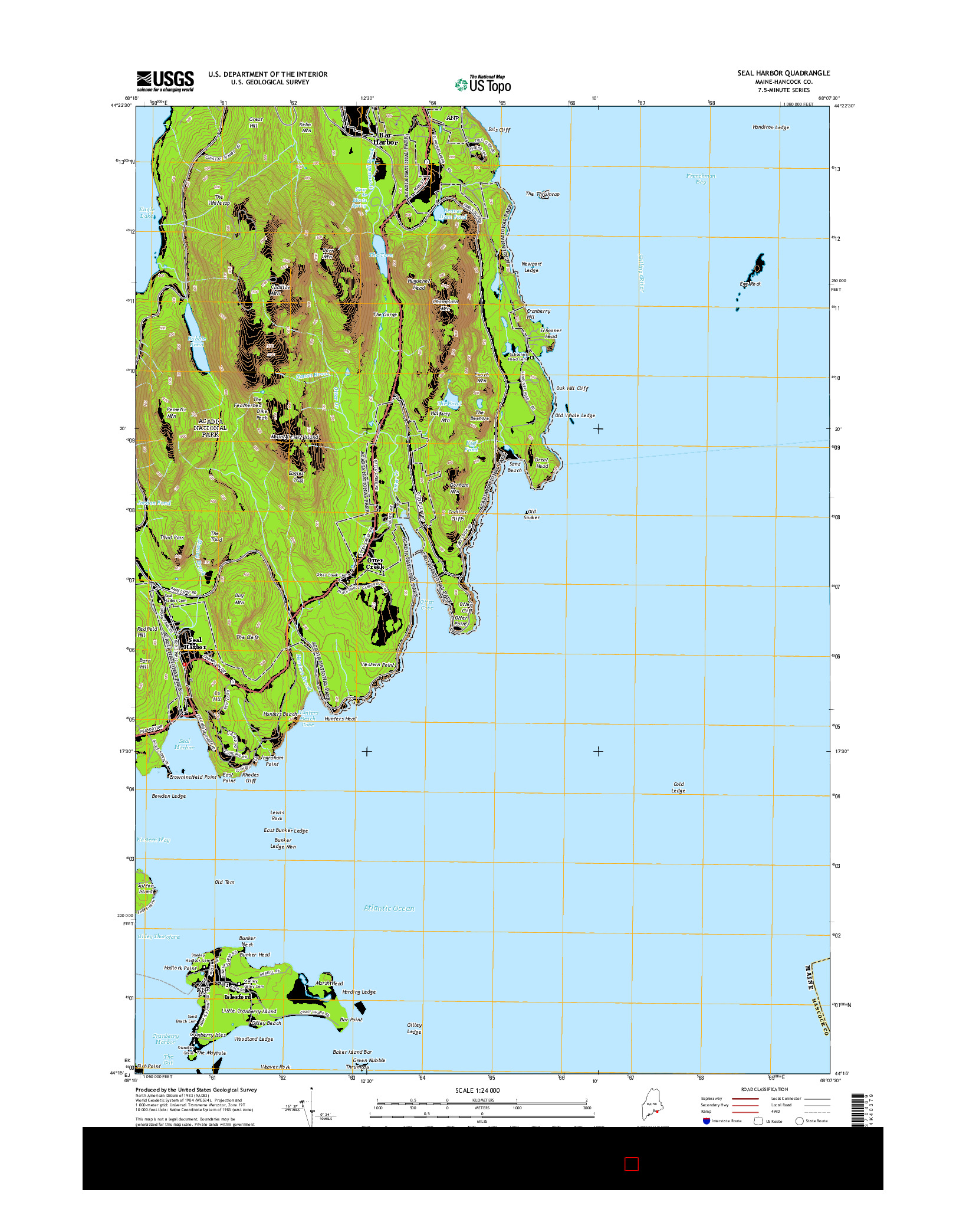USGS US TOPO 7.5-MINUTE MAP FOR SEAL HARBOR, ME 2014