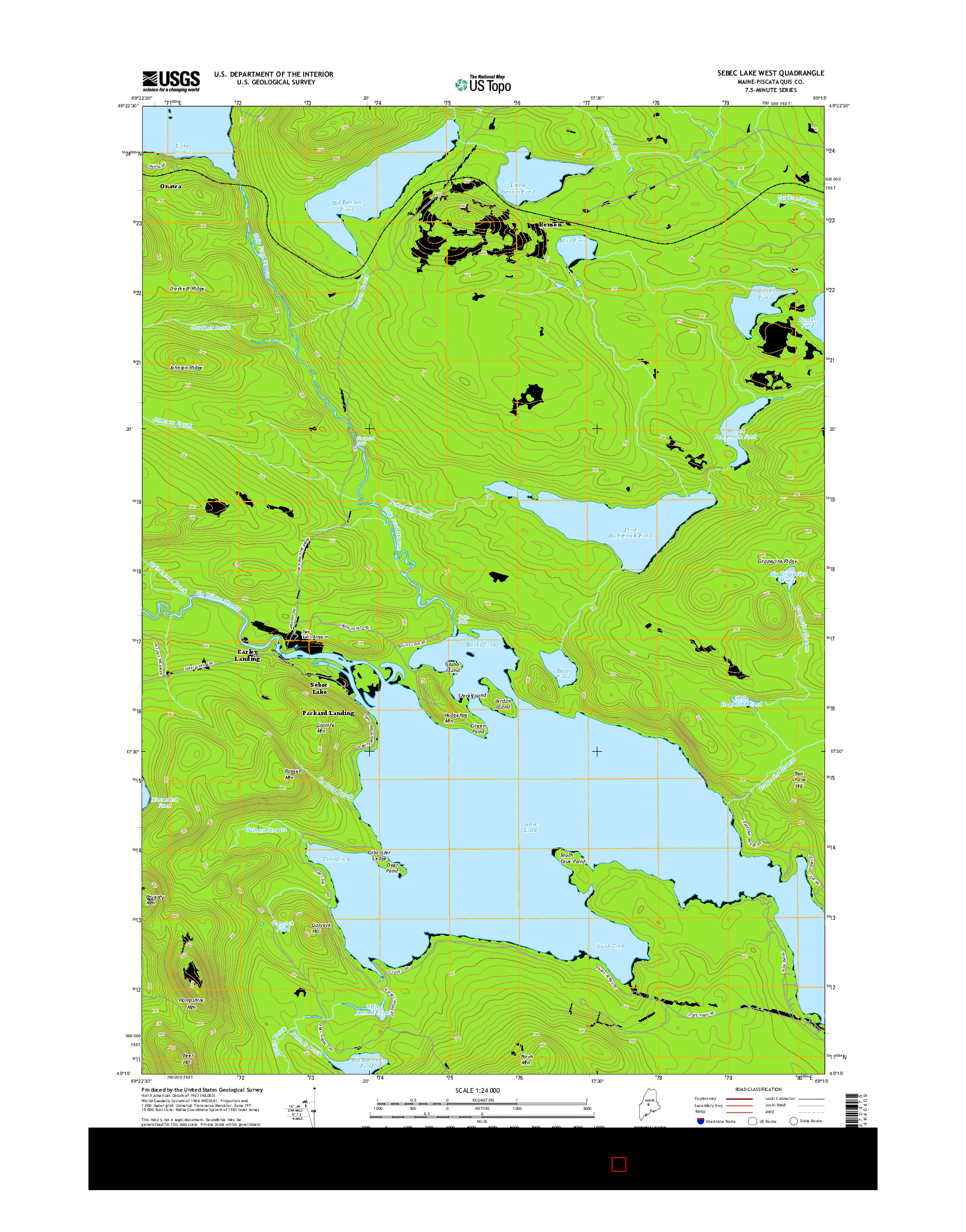 USGS US TOPO 7.5-MINUTE MAP FOR SEBEC LAKE WEST, ME 2014