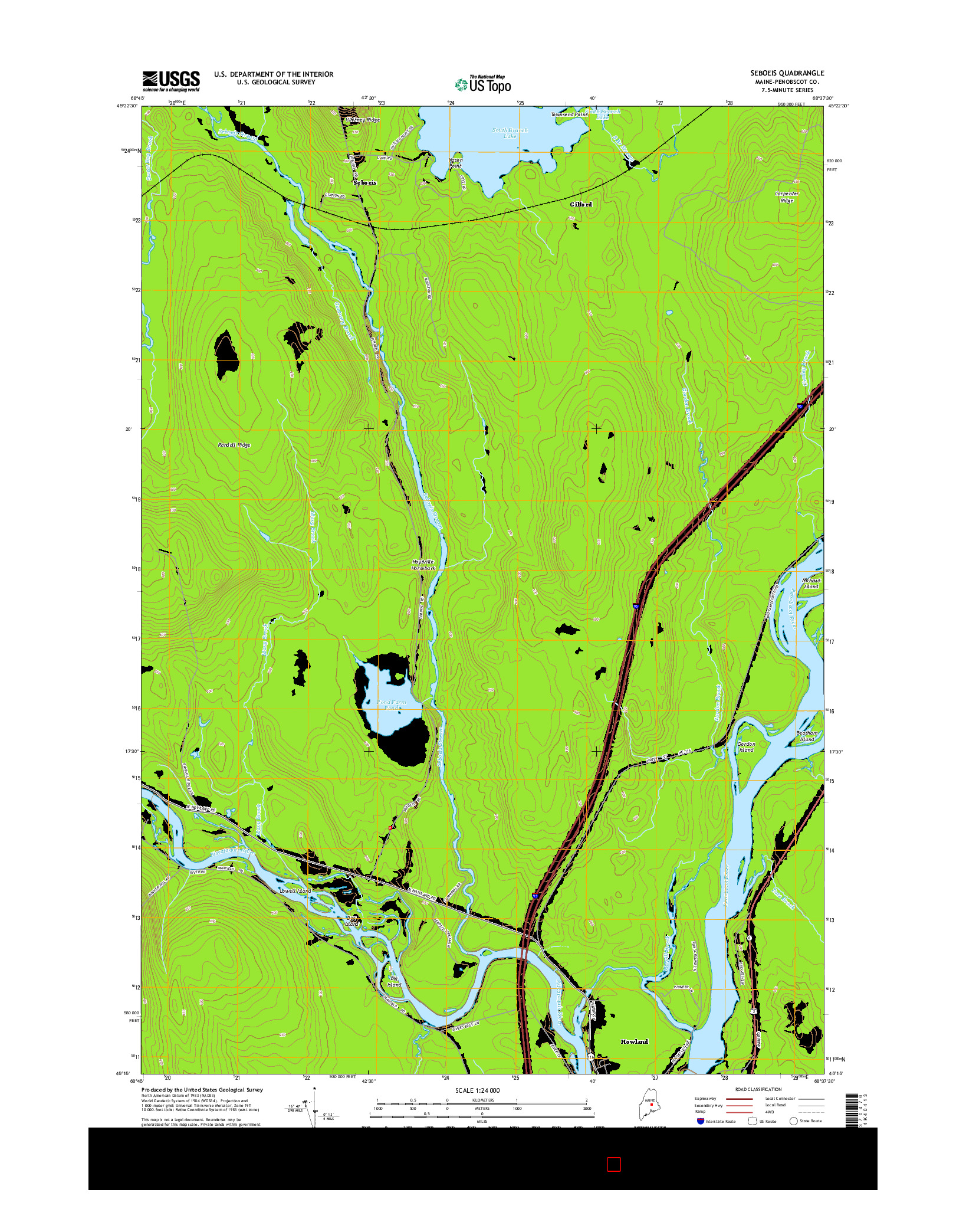USGS US TOPO 7.5-MINUTE MAP FOR SEBOEIS, ME 2014