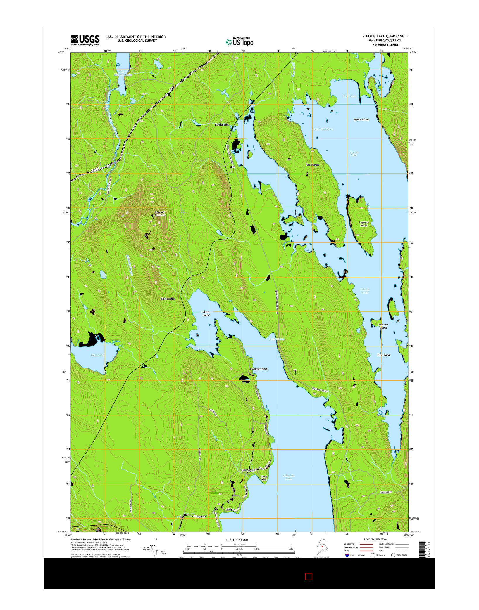 USGS US TOPO 7.5-MINUTE MAP FOR SEBOEIS LAKE, ME 2014