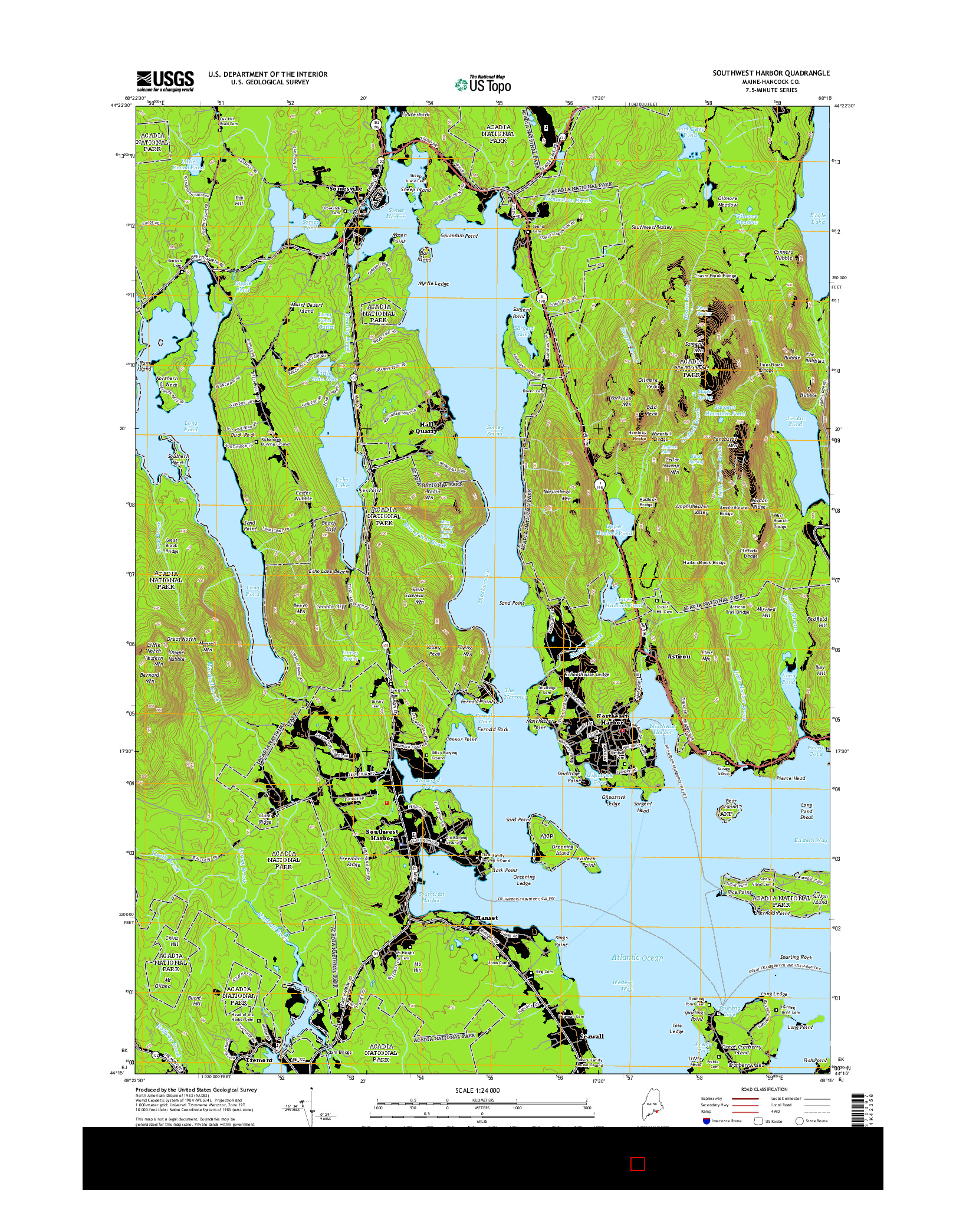 USGS US TOPO 7.5-MINUTE MAP FOR SOUTHWEST HARBOR, ME 2014