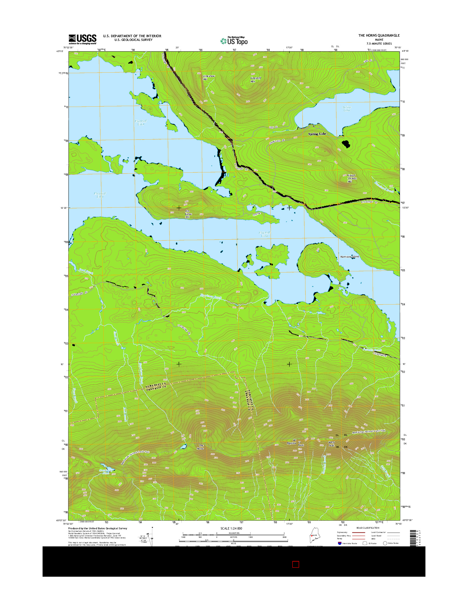 USGS US TOPO 7.5-MINUTE MAP FOR THE HORNS, ME 2014