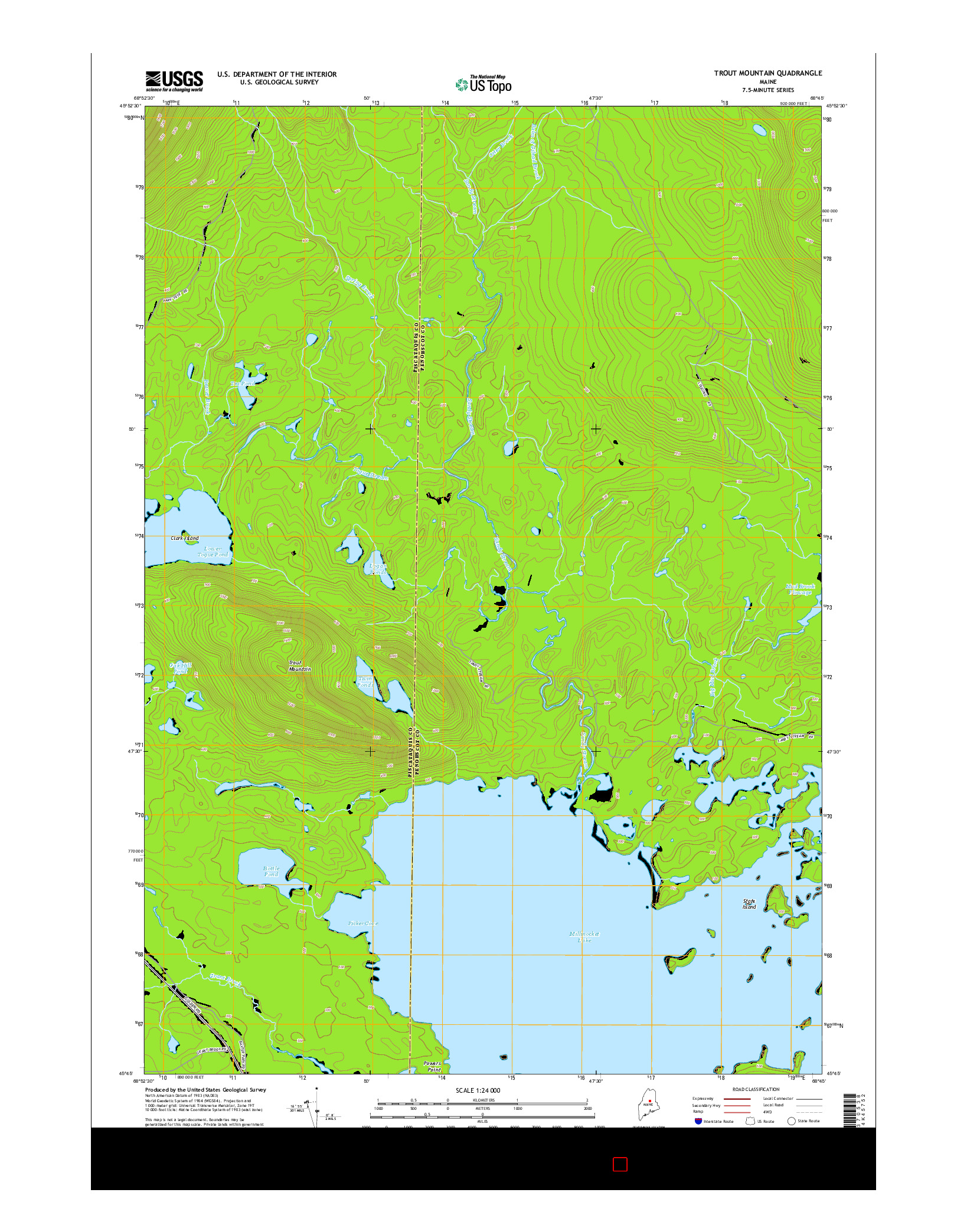USGS US TOPO 7.5-MINUTE MAP FOR TROUT MOUNTAIN, ME 2014