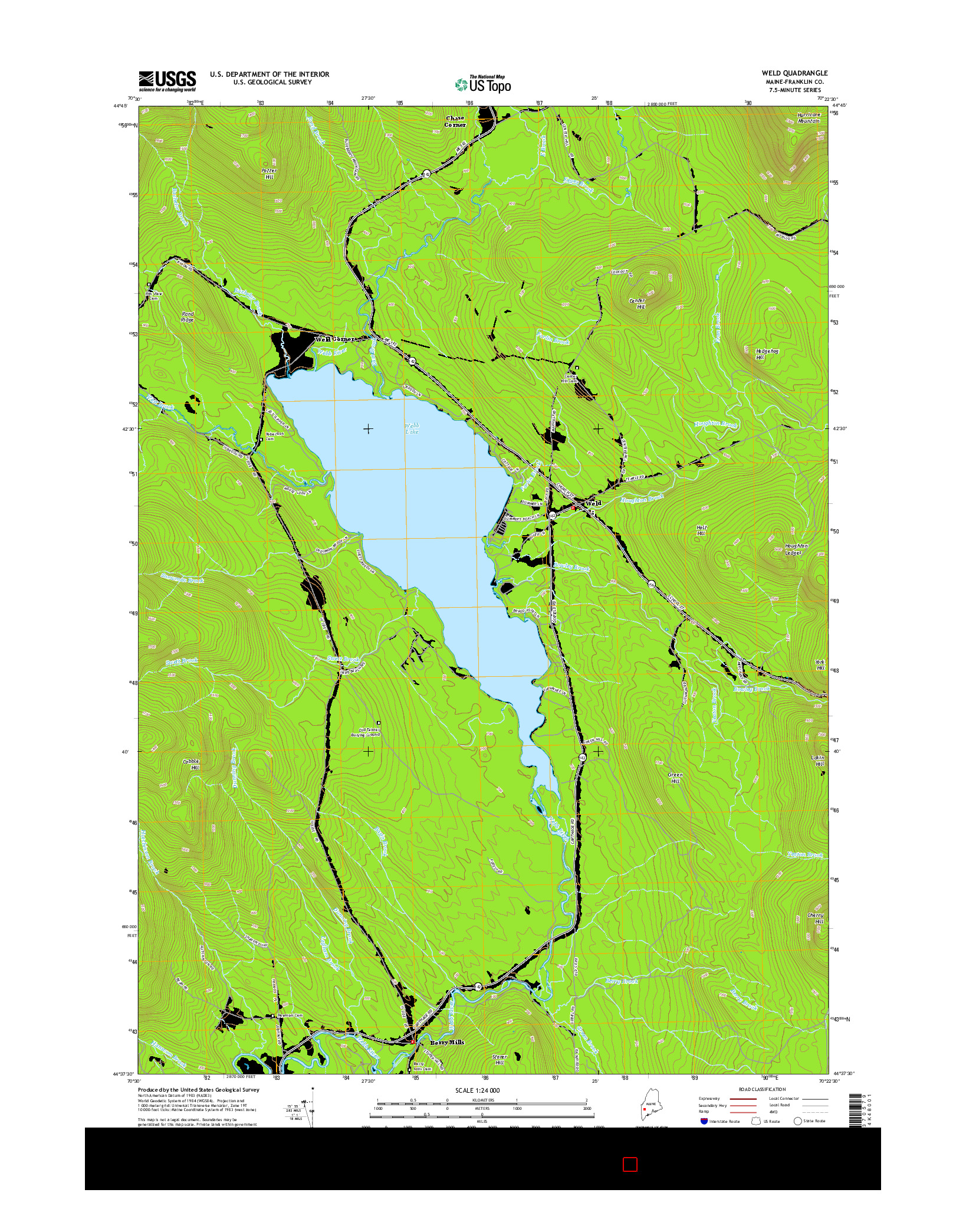 USGS US TOPO 7.5-MINUTE MAP FOR WELD, ME 2014