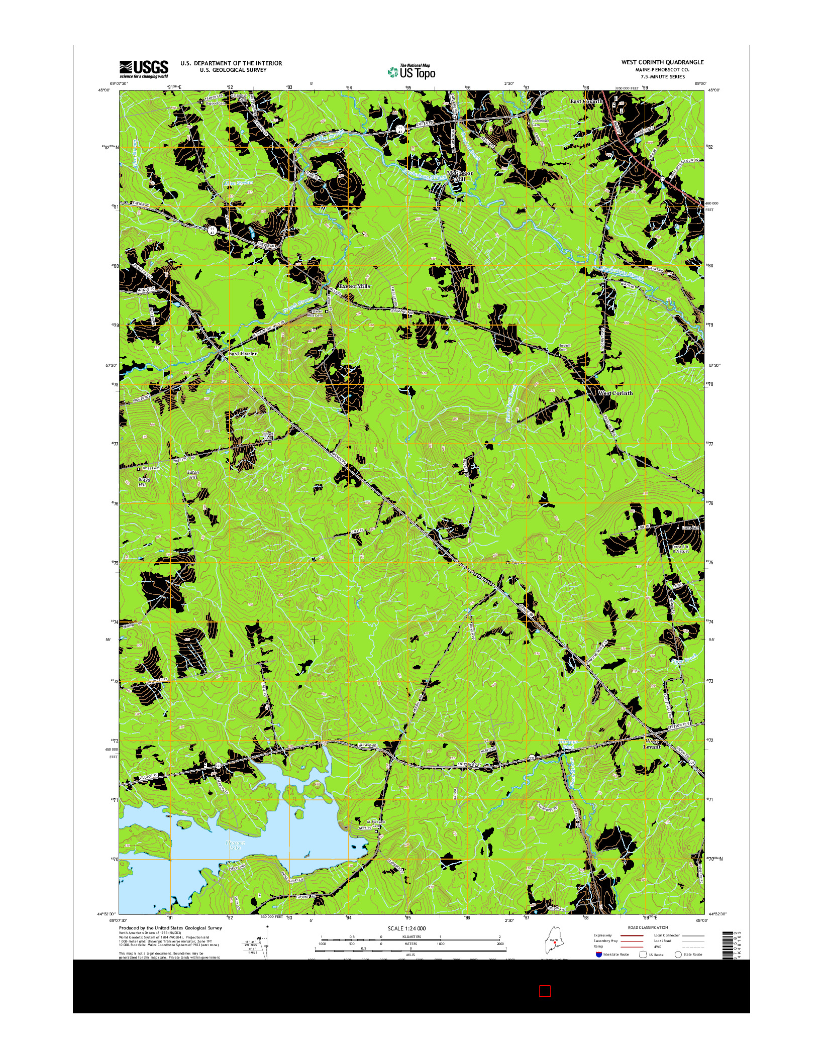 USGS US TOPO 7.5-MINUTE MAP FOR WEST CORINTH, ME 2014