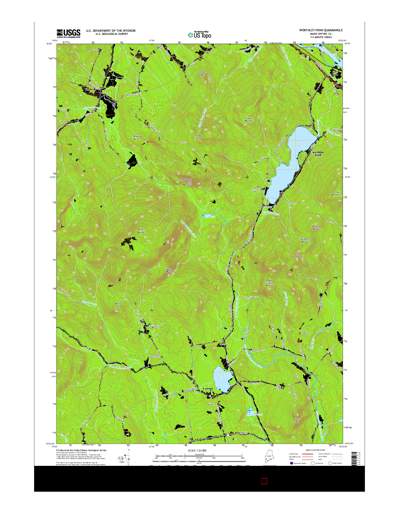 USGS US TOPO 7.5-MINUTE MAP FOR WORTHLEY POND, ME 2014