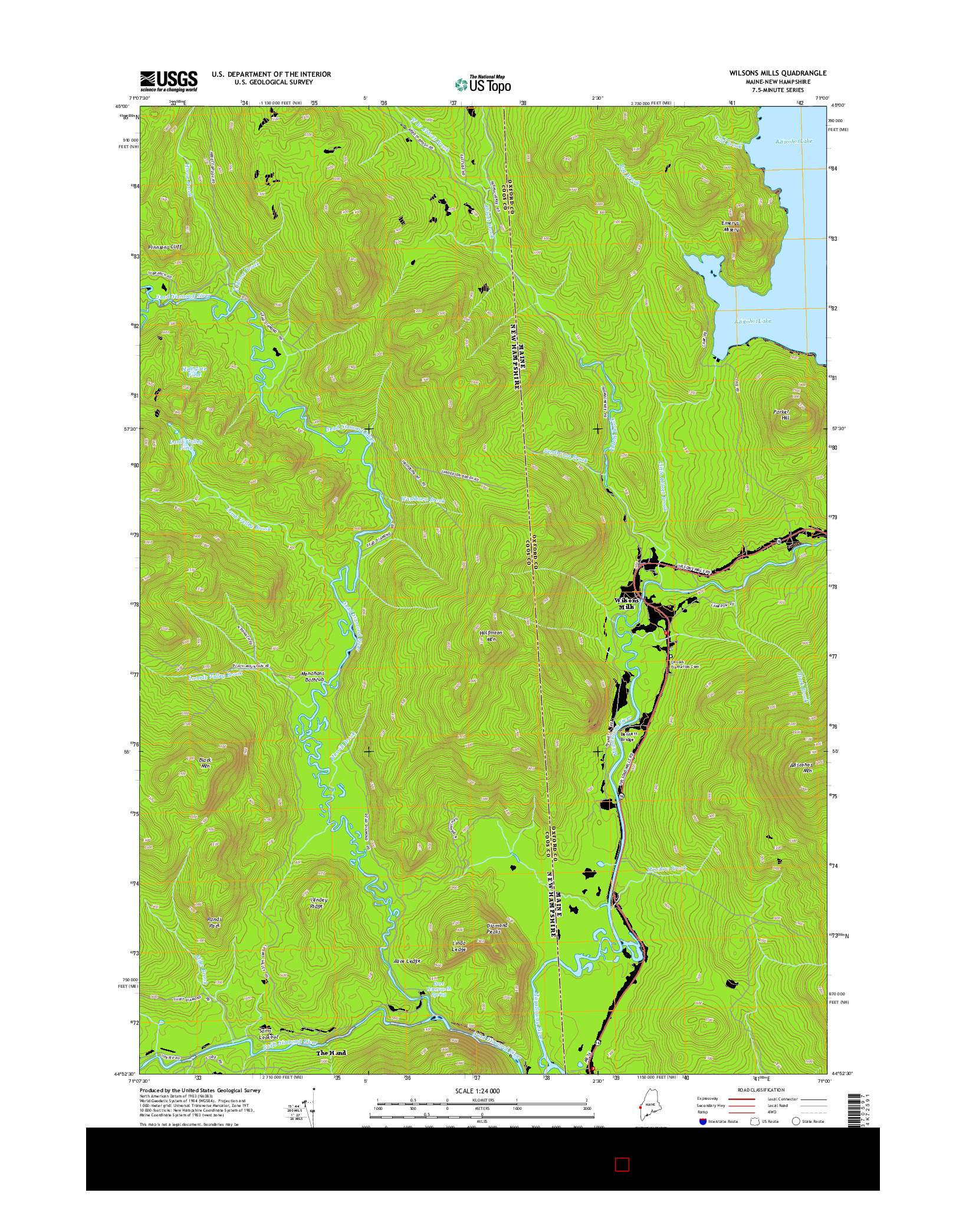USGS US TOPO 7.5-MINUTE MAP FOR WILSONS MILLS, ME-NH 2014