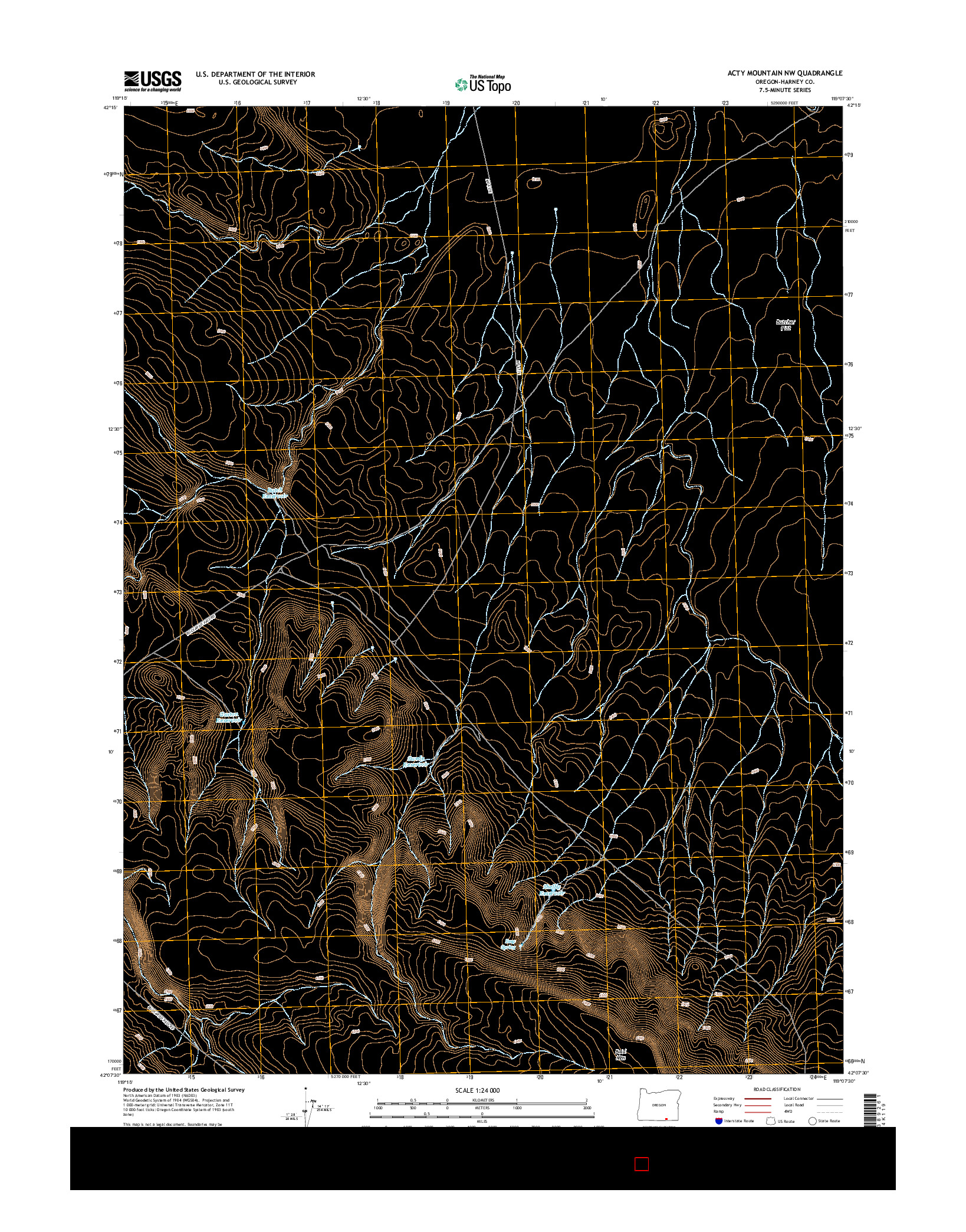 USGS US TOPO 7.5-MINUTE MAP FOR ACTY MOUNTAIN NW, OR 2014