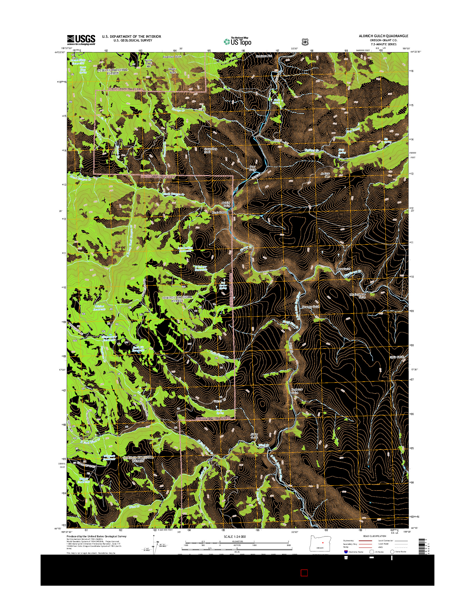 USGS US TOPO 7.5-MINUTE MAP FOR ALDRICH GULCH, OR 2014
