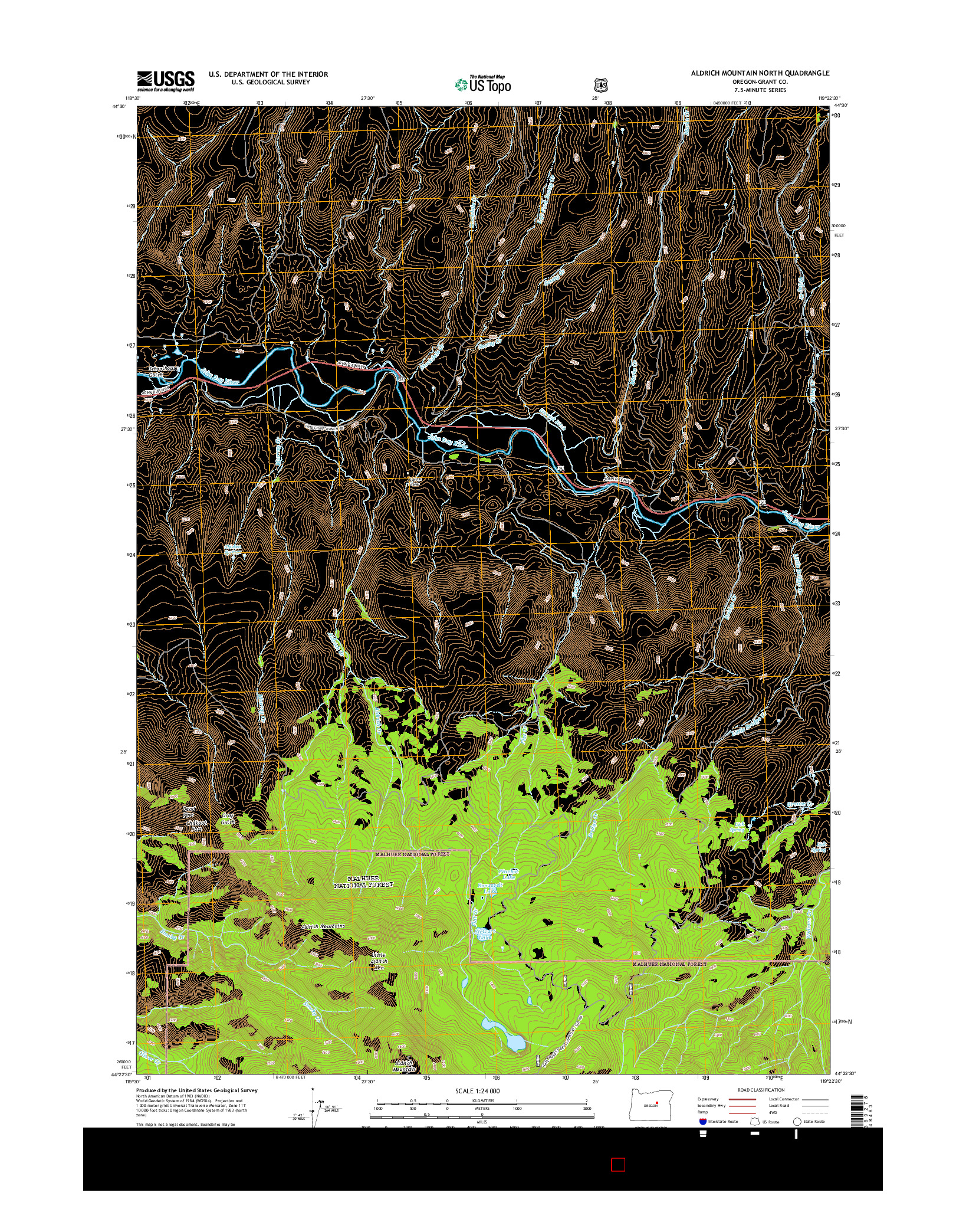 USGS US TOPO 7.5-MINUTE MAP FOR ALDRICH MOUNTAIN NORTH, OR 2014