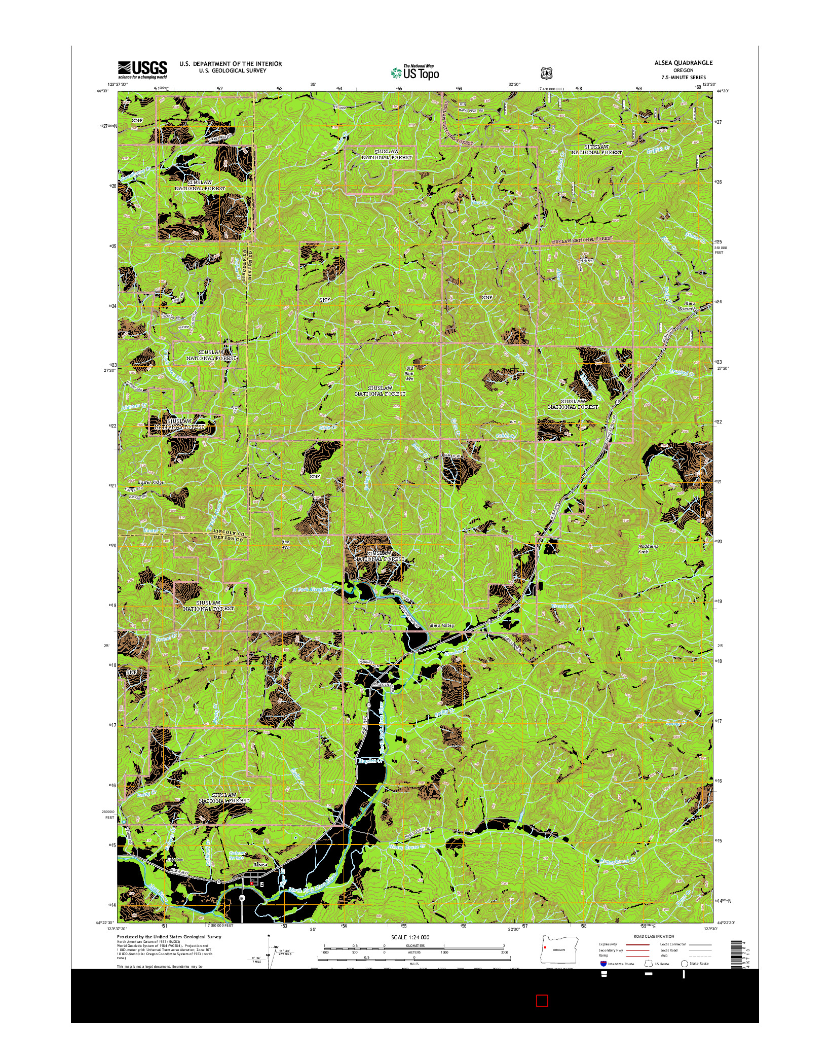 USGS US TOPO 7.5-MINUTE MAP FOR ALSEA, OR 2014