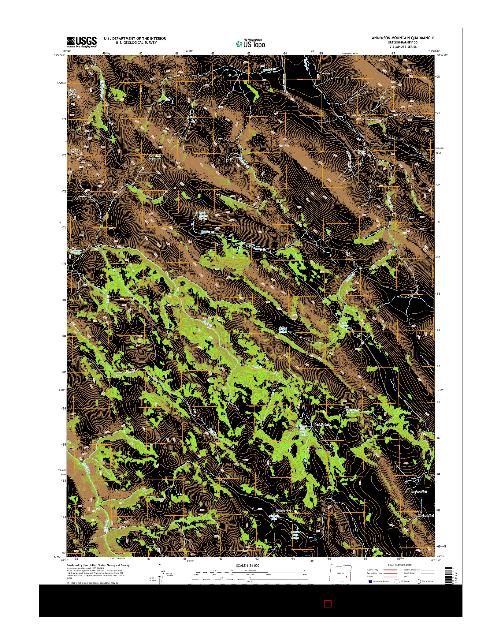 USGS US TOPO 7.5-MINUTE MAP FOR ANDERSON MOUNTAIN, OR 2014