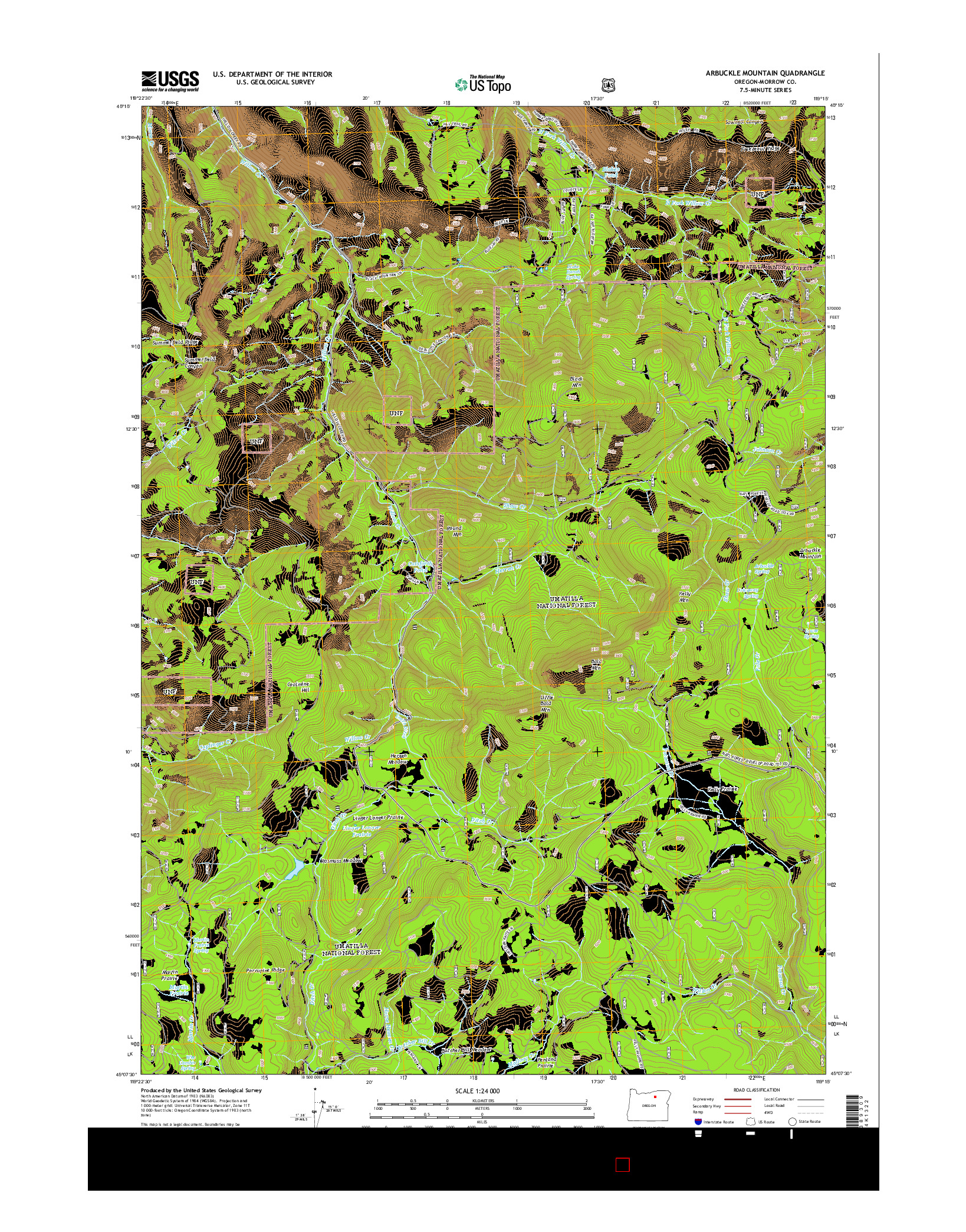 USGS US TOPO 7.5-MINUTE MAP FOR ARBUCKLE MOUNTAIN, OR 2014