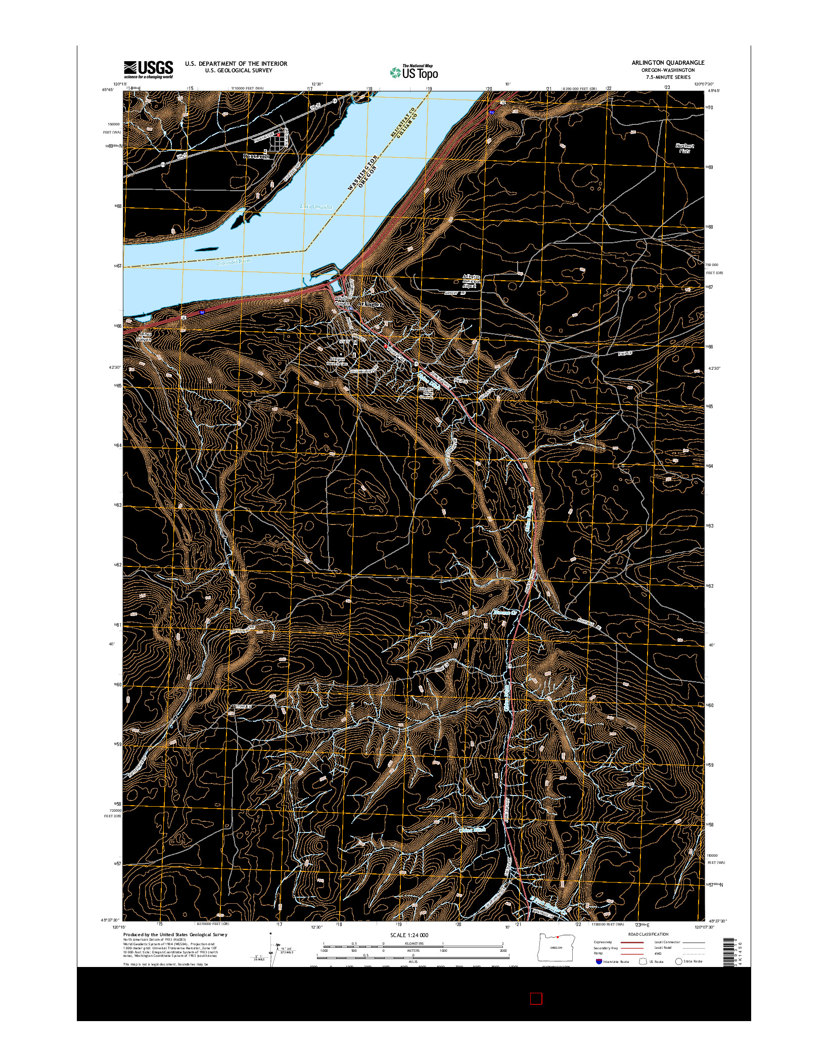 USGS US TOPO 7.5-MINUTE MAP FOR ARLINGTON, OR-WA 2014