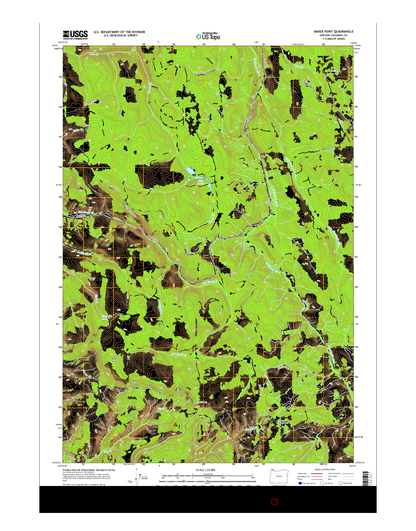 USGS US TOPO 7.5-MINUTE MAP FOR BAKER POINT, OR 2014