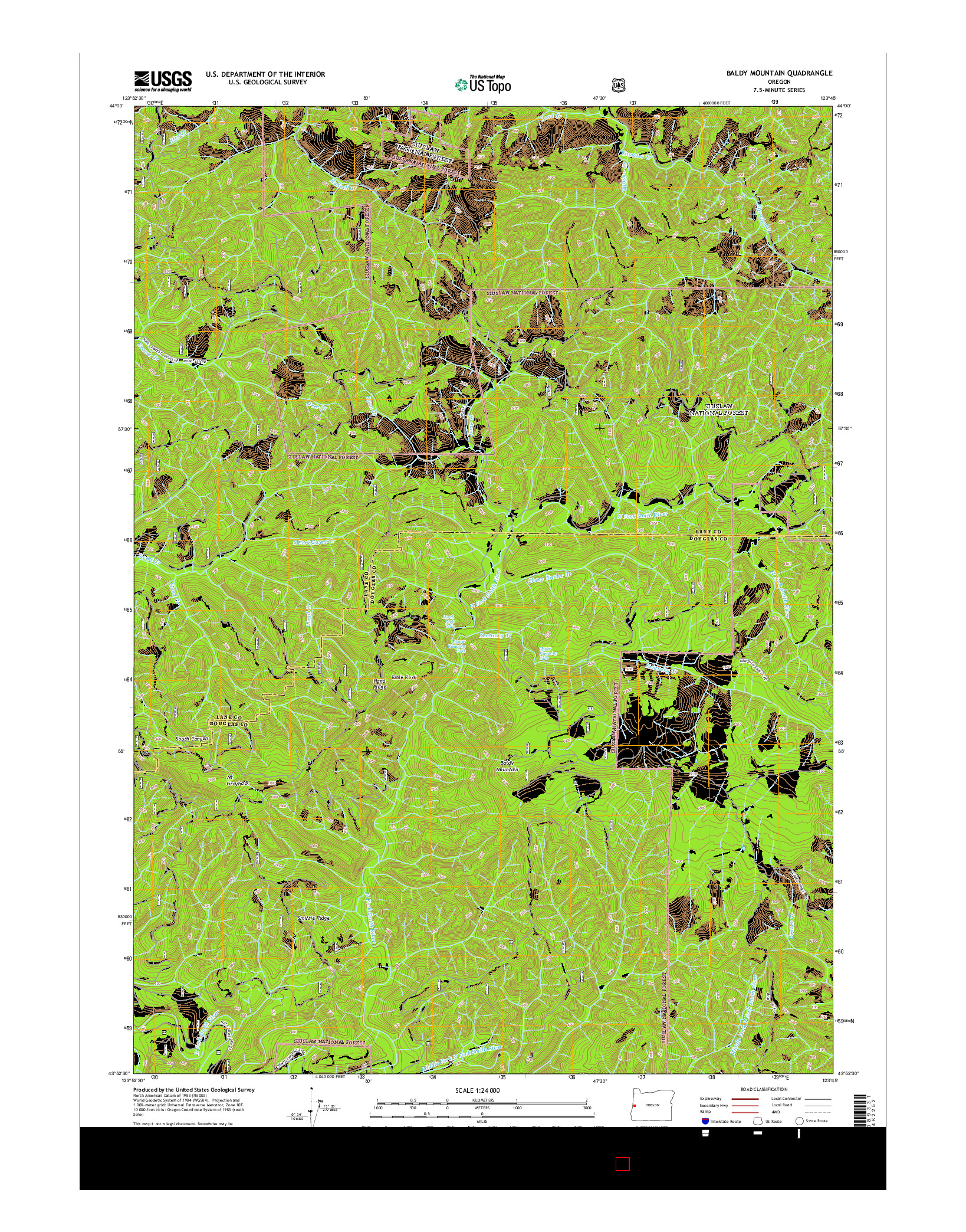 USGS US TOPO 7.5-MINUTE MAP FOR BALDY MOUNTAIN, OR 2014
