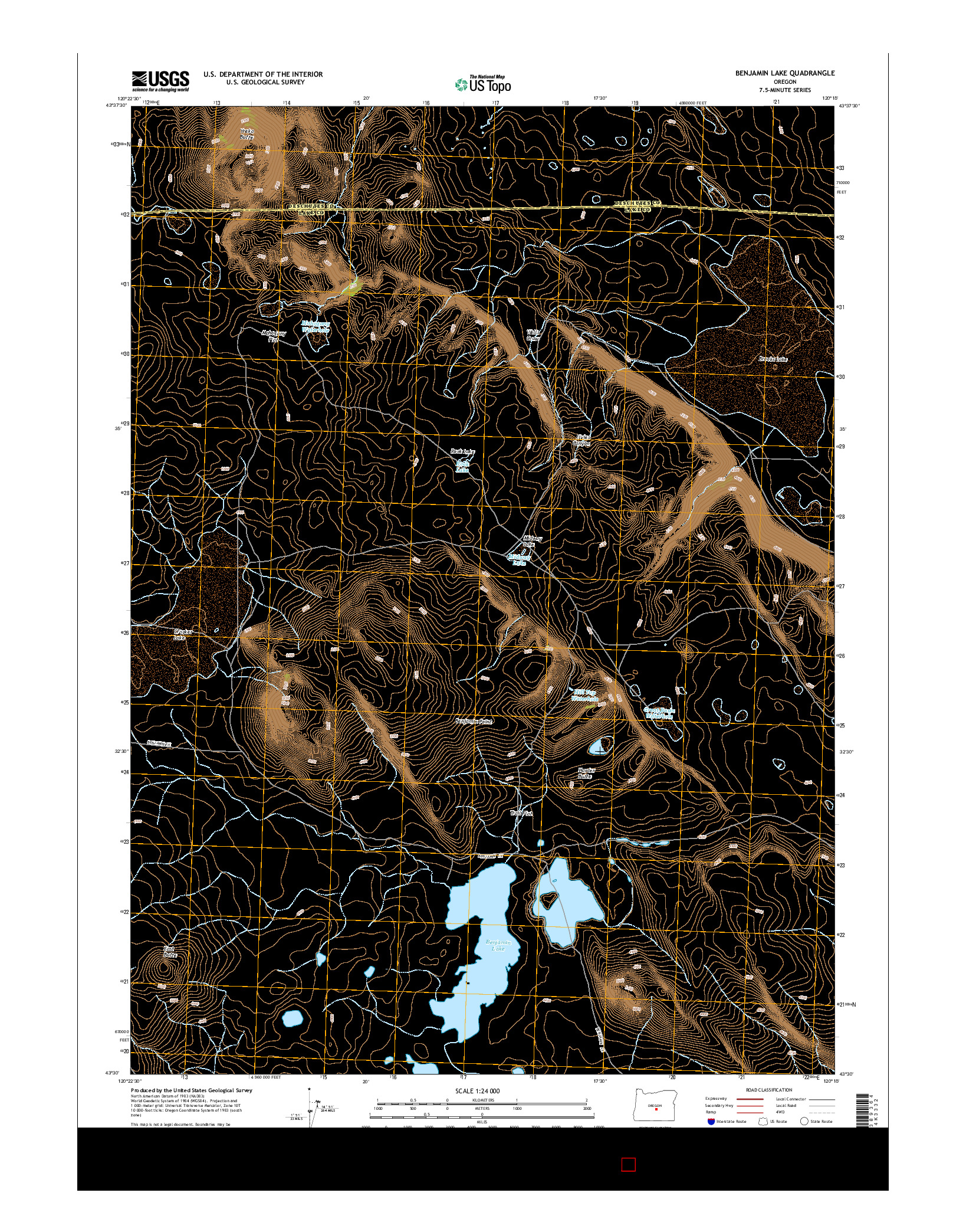 USGS US TOPO 7.5-MINUTE MAP FOR BENJAMIN LAKE, OR 2014