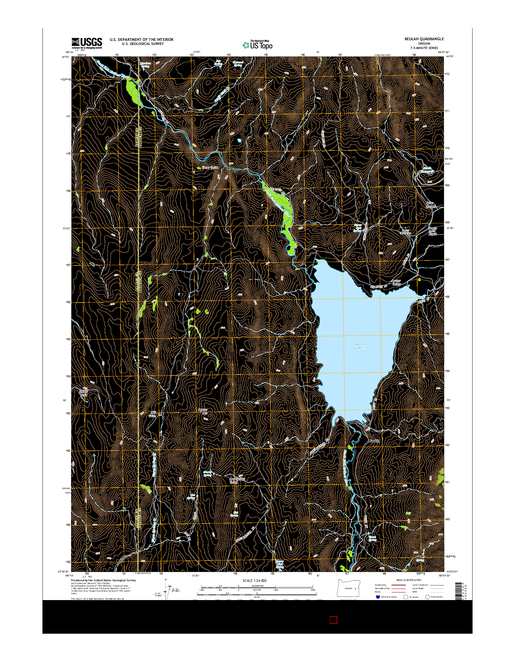 USGS US TOPO 7.5-MINUTE MAP FOR BEULAH, OR 2014