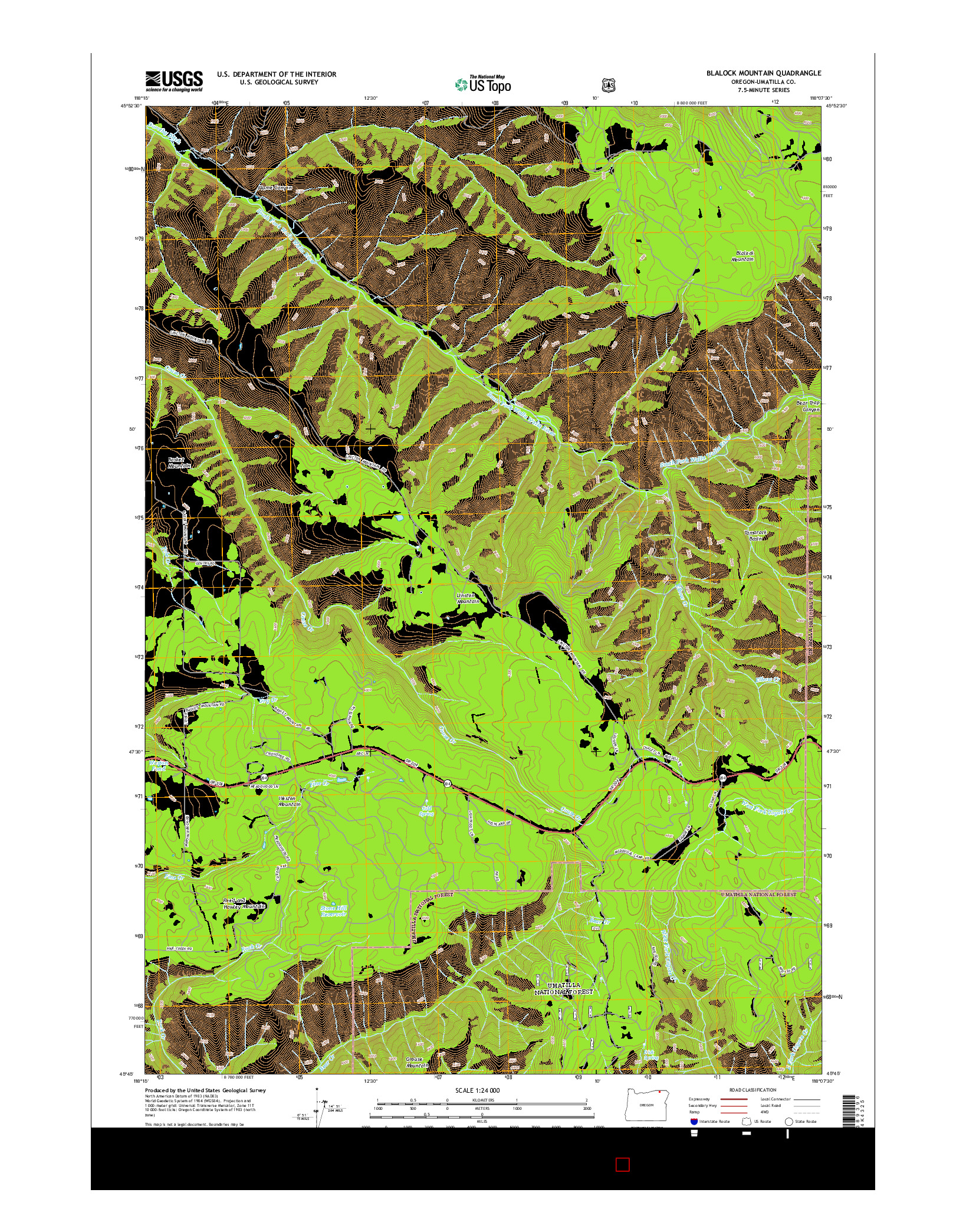 USGS US TOPO 7.5-MINUTE MAP FOR BLALOCK MOUNTAIN, OR 2014