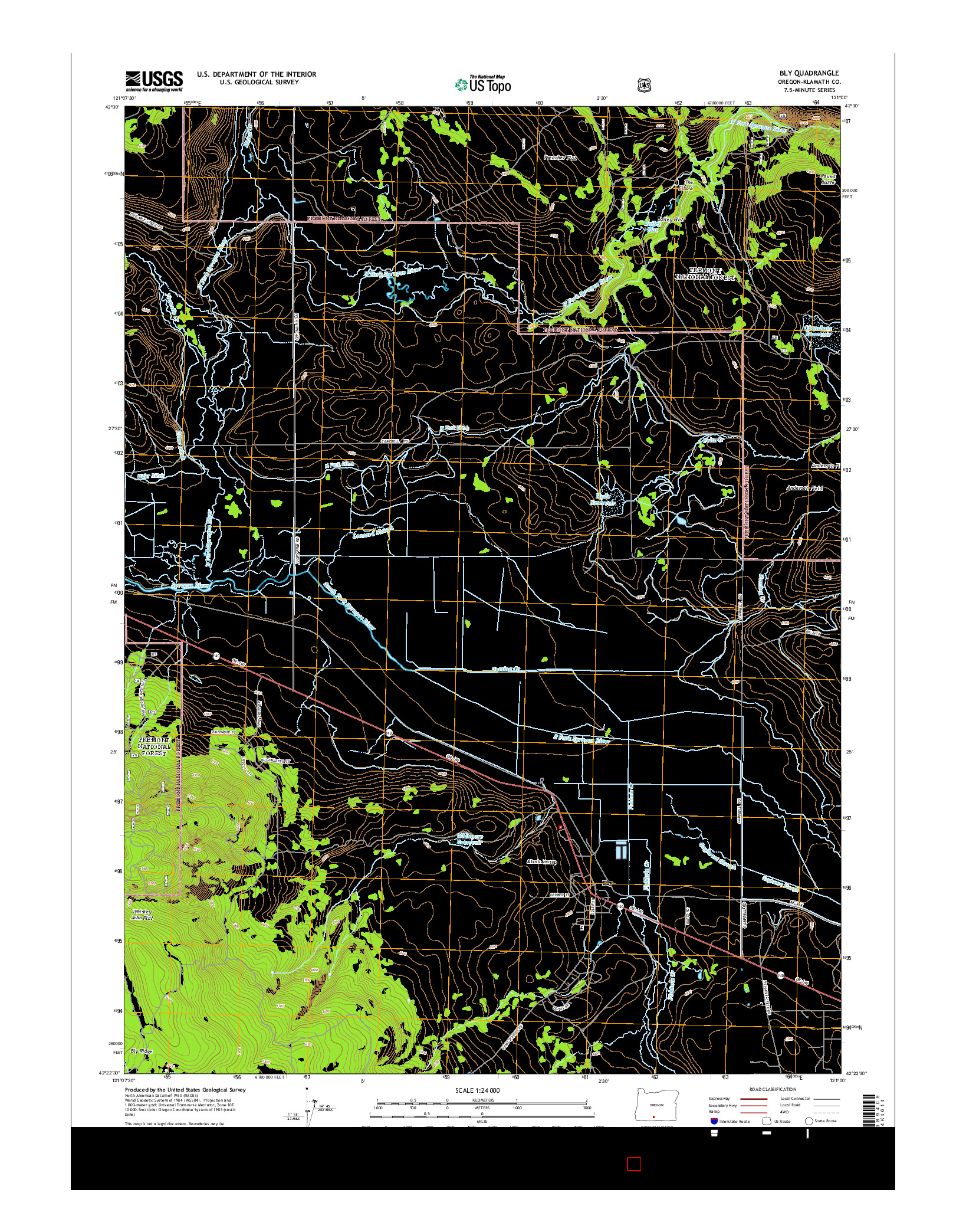 USGS US TOPO 7.5-MINUTE MAP FOR BLY, OR 2014